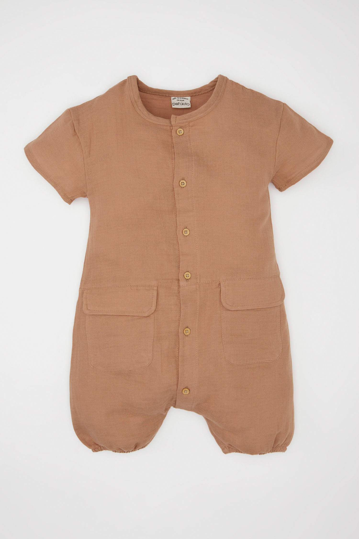 Erkek Bebek Yenidoğan Müslin Kısa Kollu Tulum