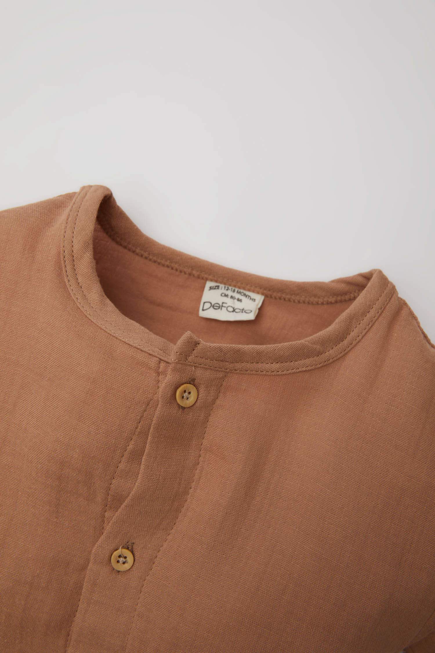 Erkek Bebek Yenidoğan Müslin Kısa Kollu Tulum