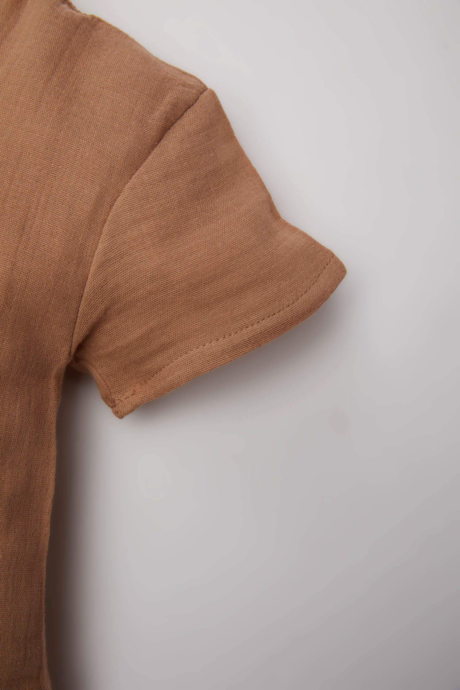 Erkek Bebek Yenidoğan Müslin Kısa Kollu Tulum