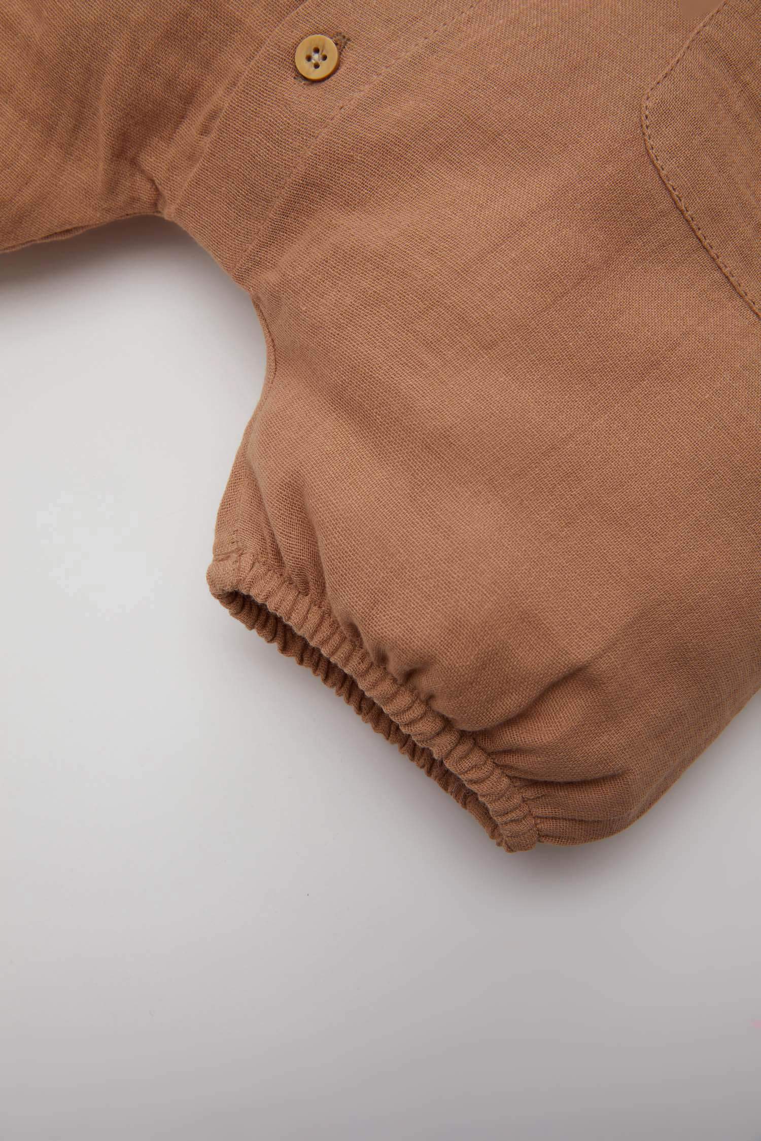 Erkek Bebek Yenidoğan Müslin Kısa Kollu Tulum