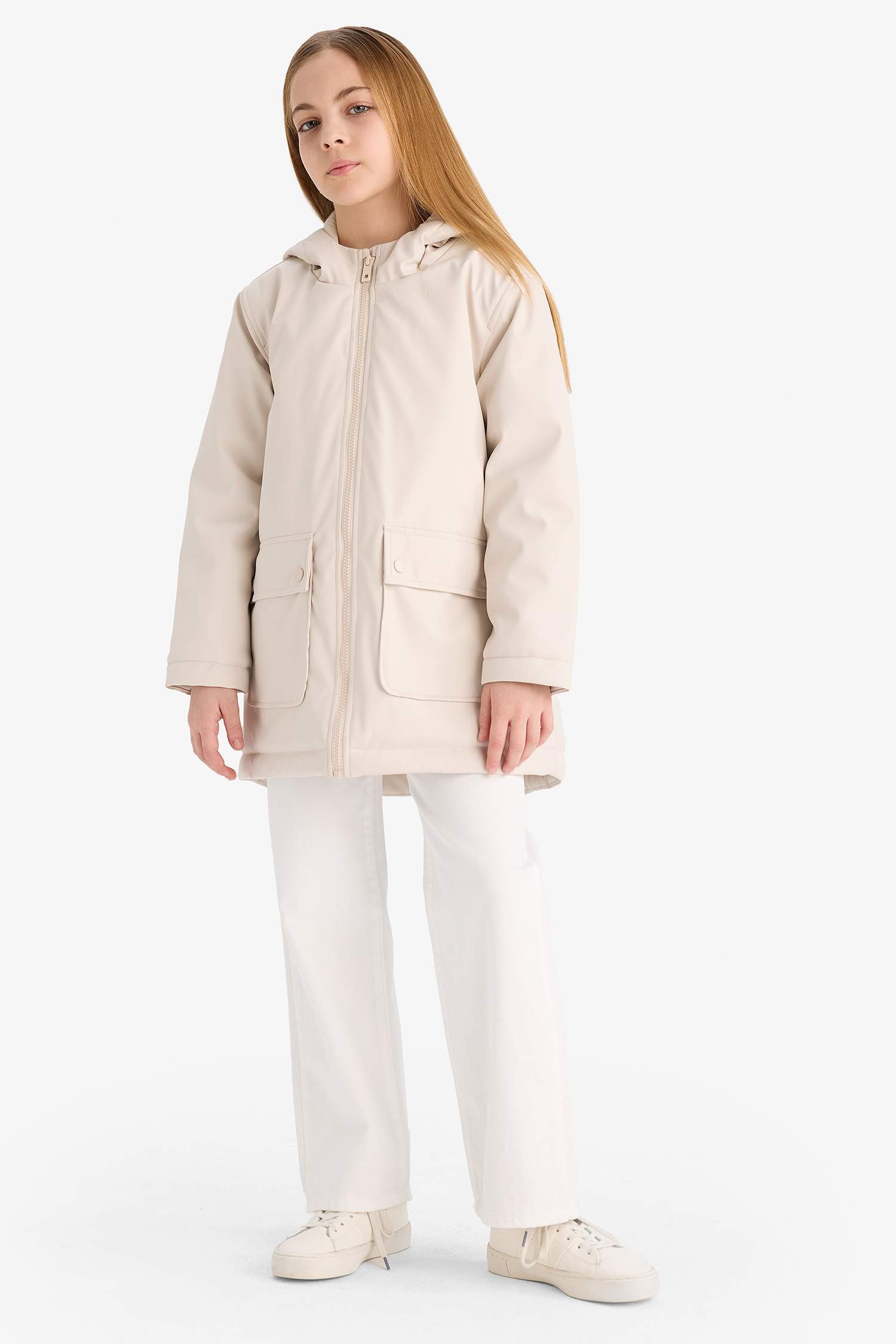 Водонепроницаемый дождевик для девочек с капюшоном на молнии