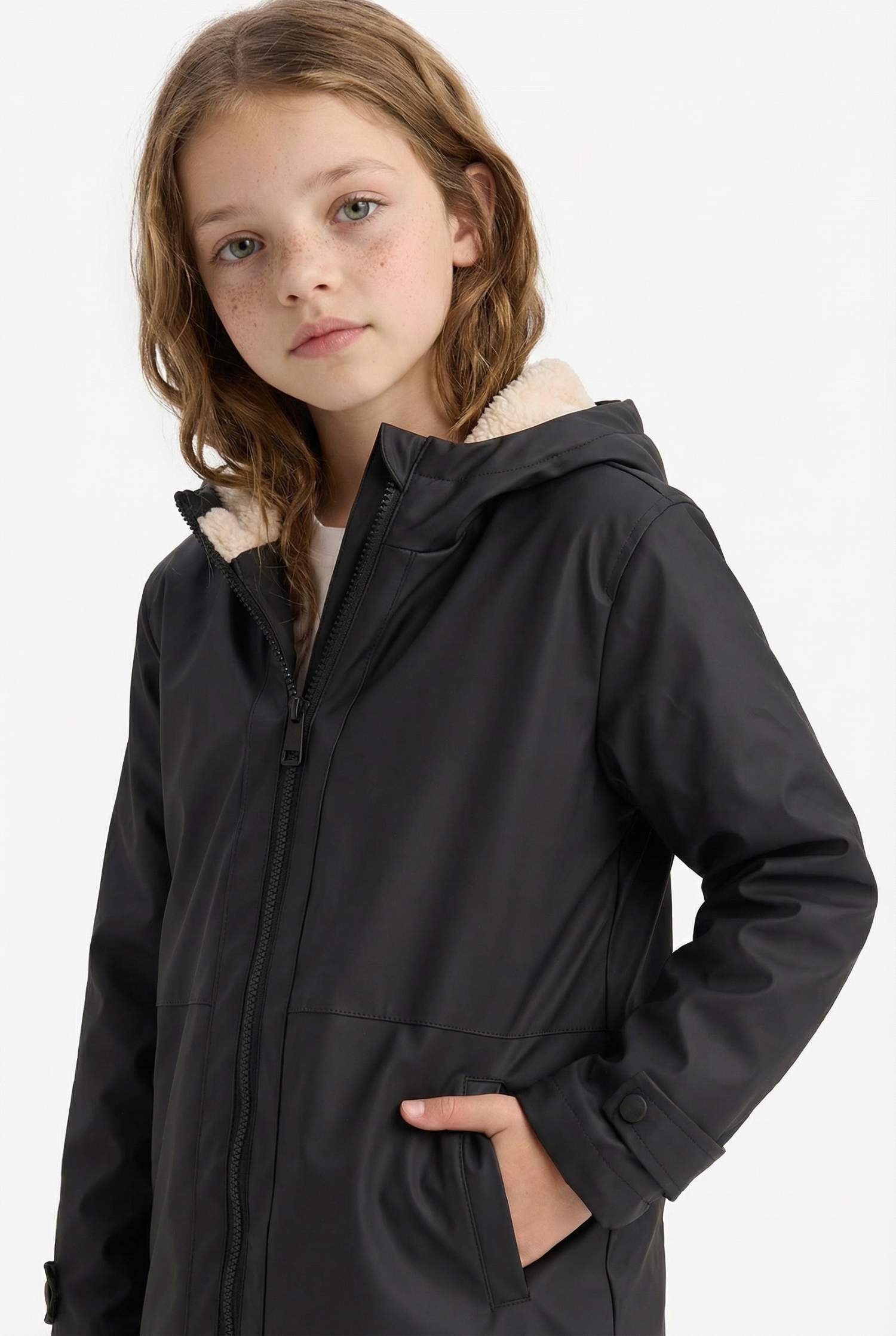 جاكيت مطر بناتي طارد للماء بكابيشون