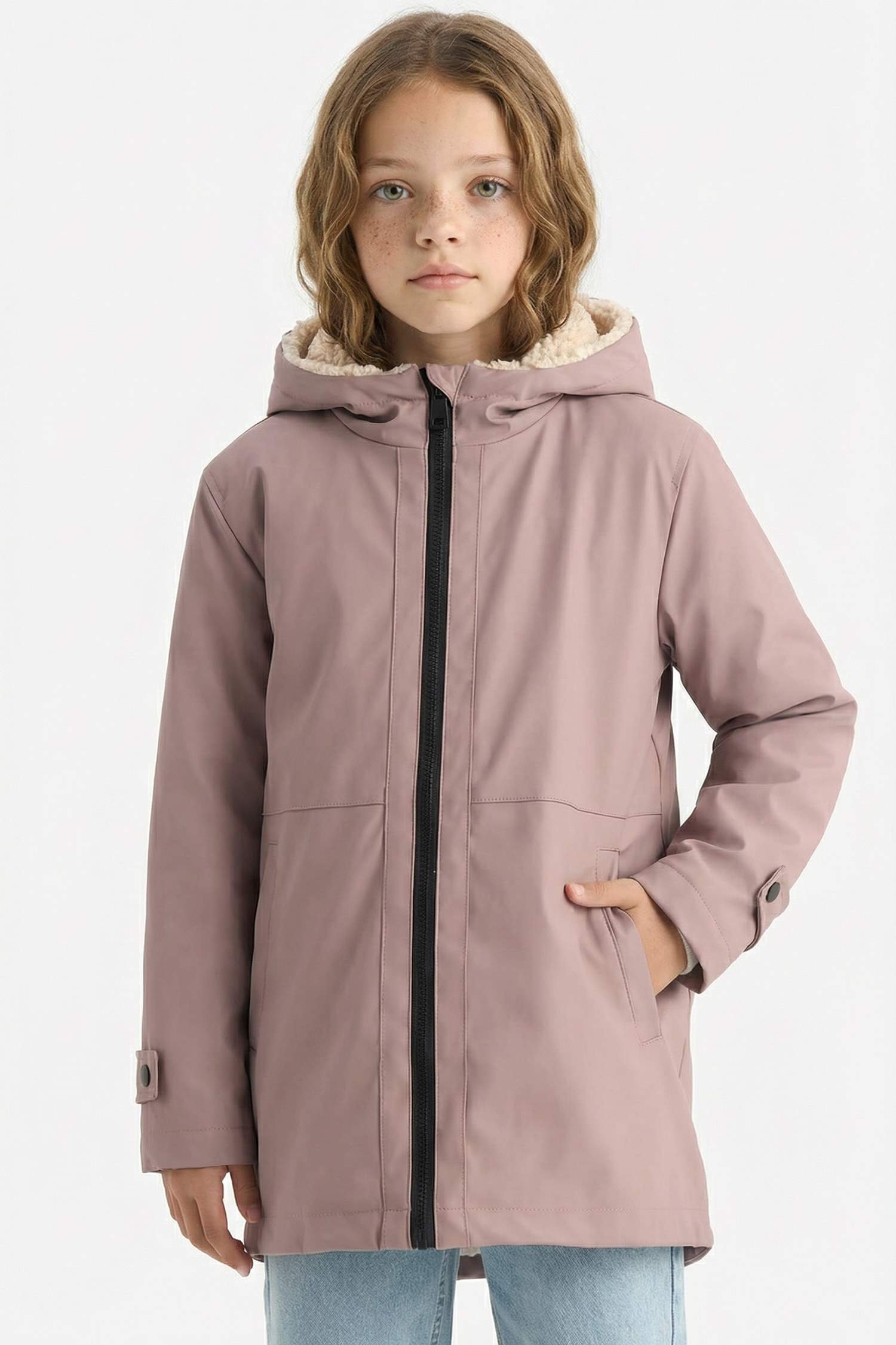 Водонепроницаемый дождевик для девочек с капюшоном на молнии