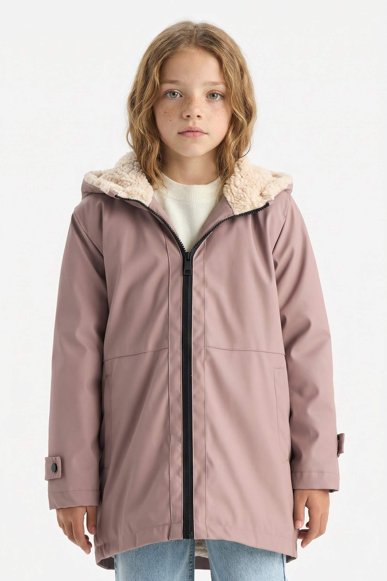 Водонепроницаемый дождевик для девочек с капюшоном на молнии