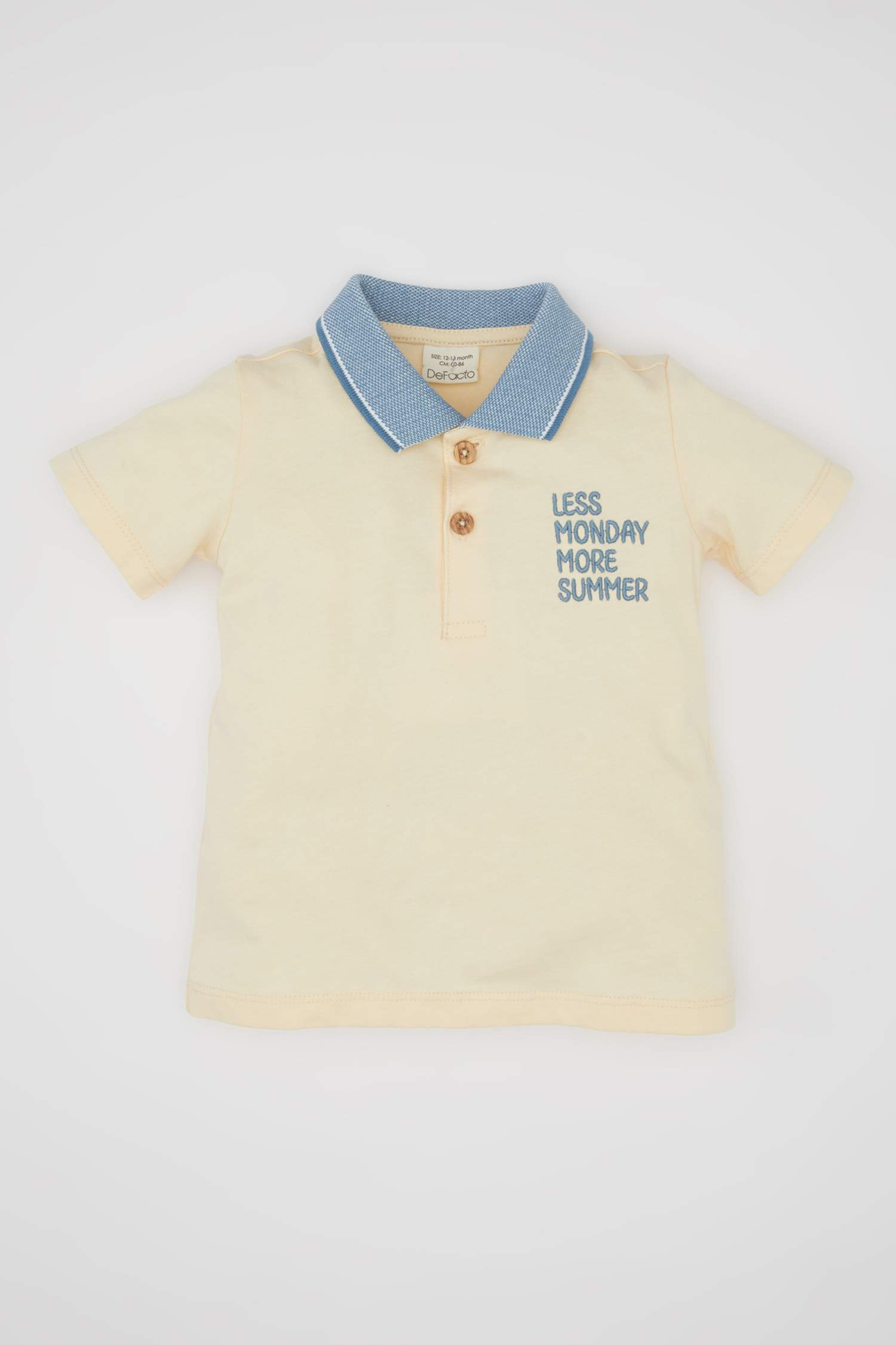 Erkek Bebek Polo Yaka Baskılı Kısa Kollu Tişört