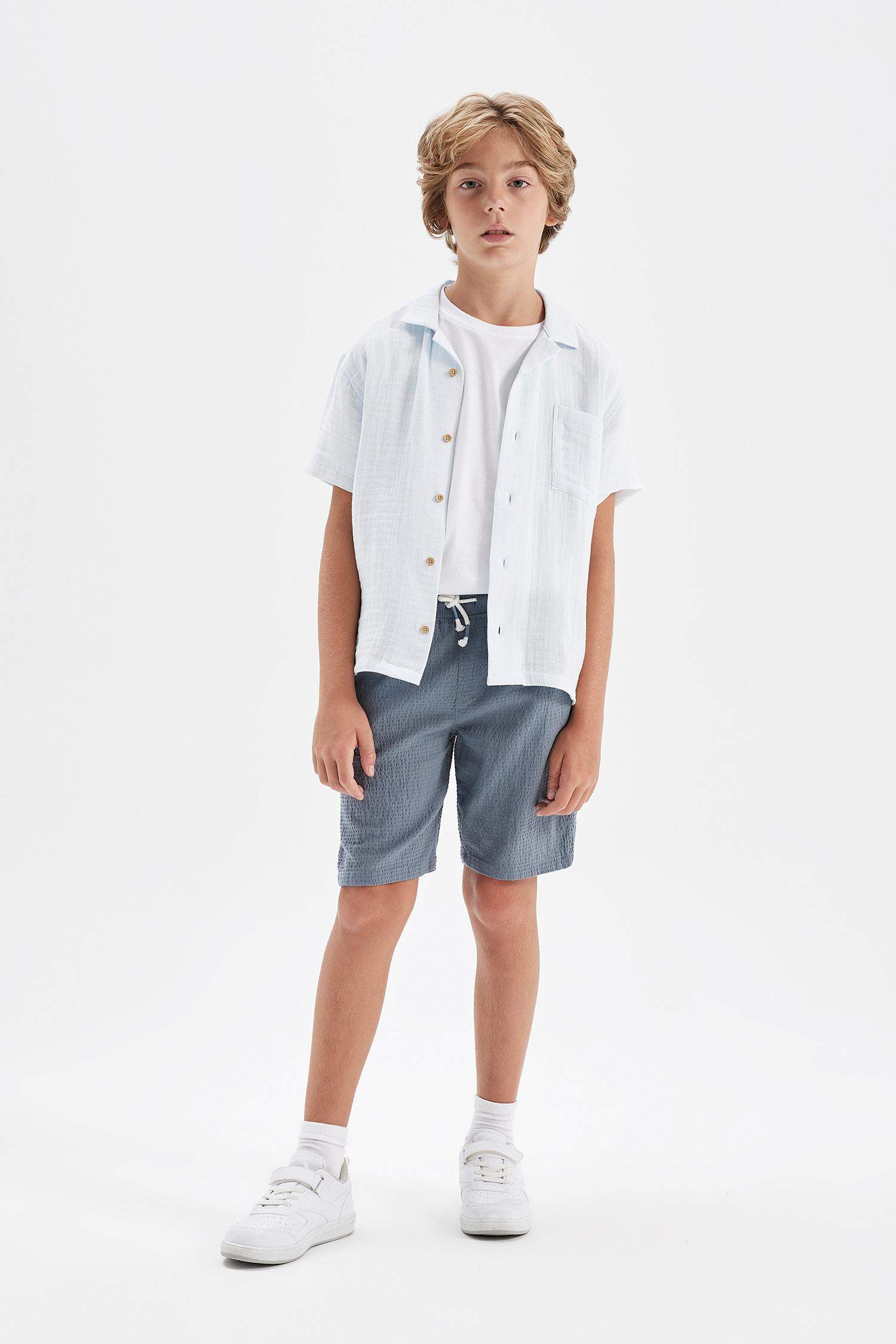 Erkek Çocuk Gofre Dokulu Şort