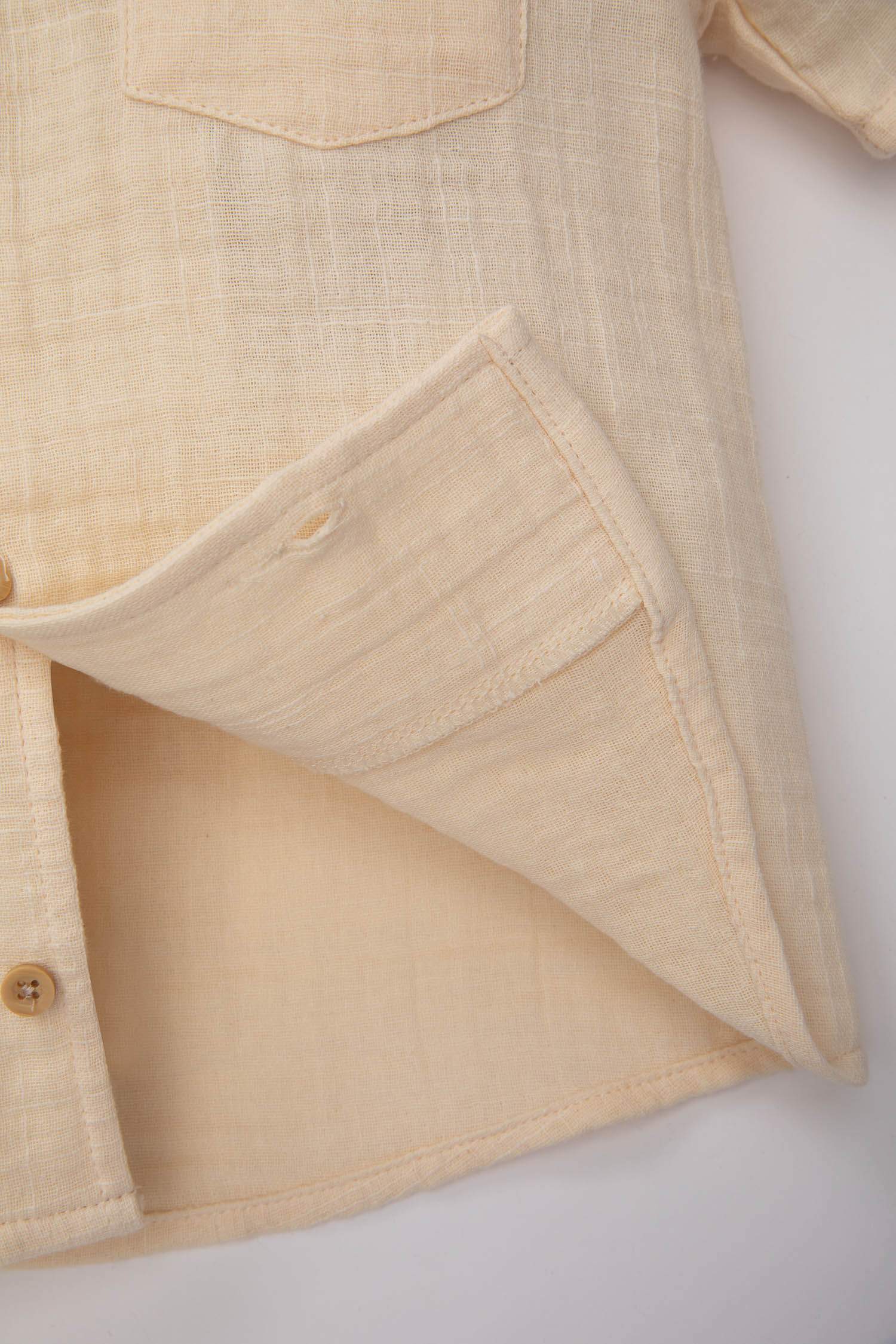 Baby Boy Open Collar Muslin Short Sleeve Shirt