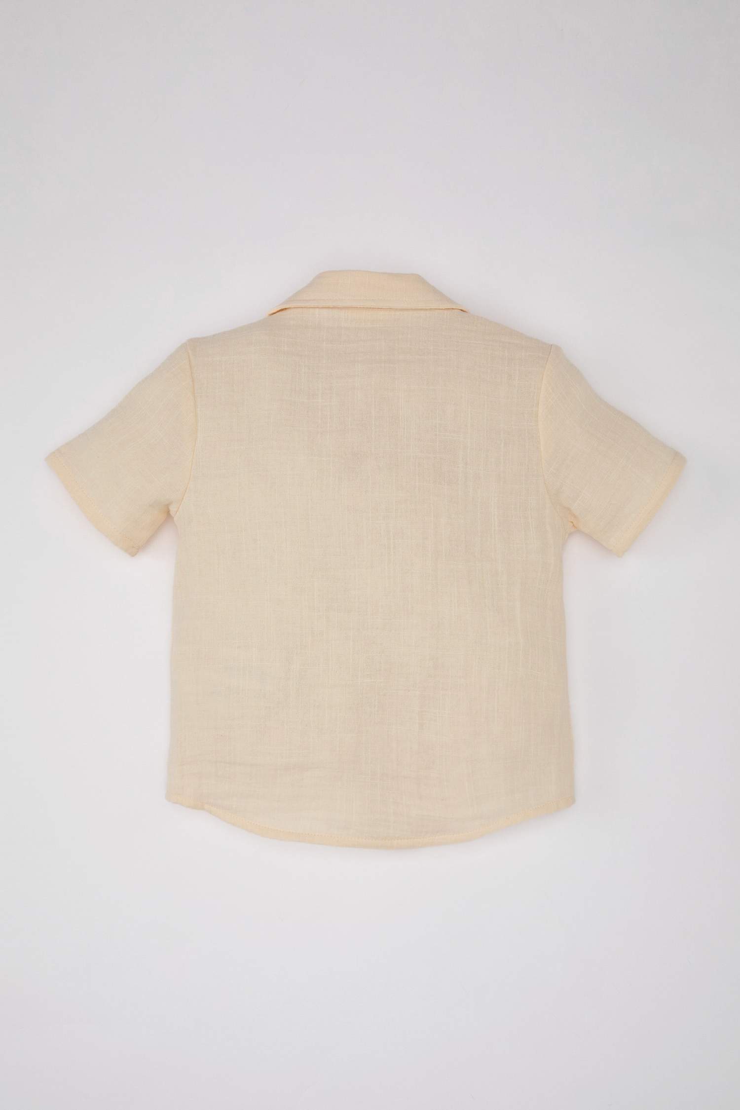 Baby Boy Open Collar Muslin Short Sleeve Shirt