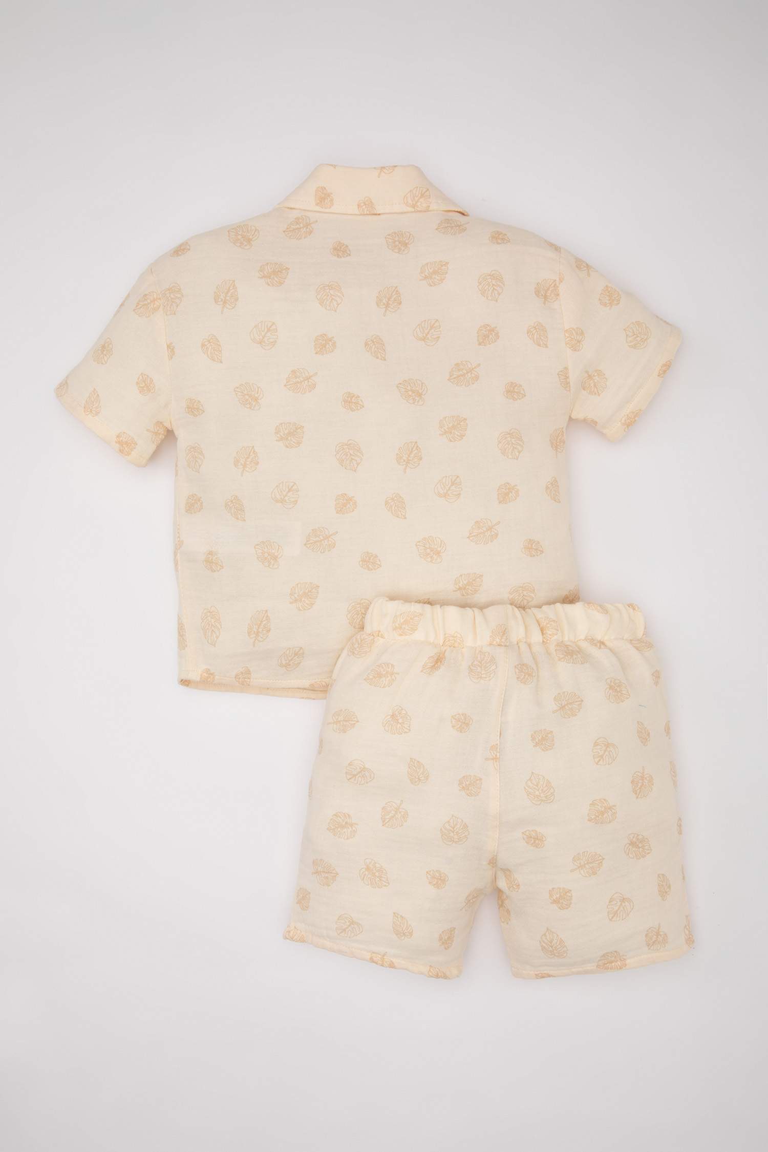 Erkek Bebek 2'li Takım Müslin Desenli Kısa Kollu Gömlek Şort