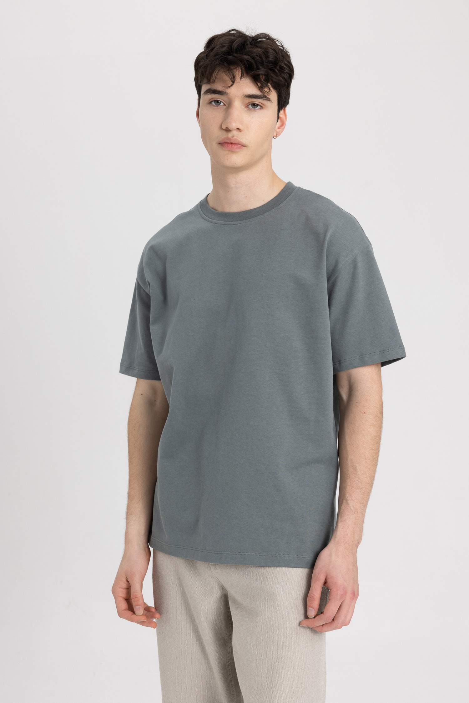 Boxy Fit Crew Neck Short Sleeve T-Shirt