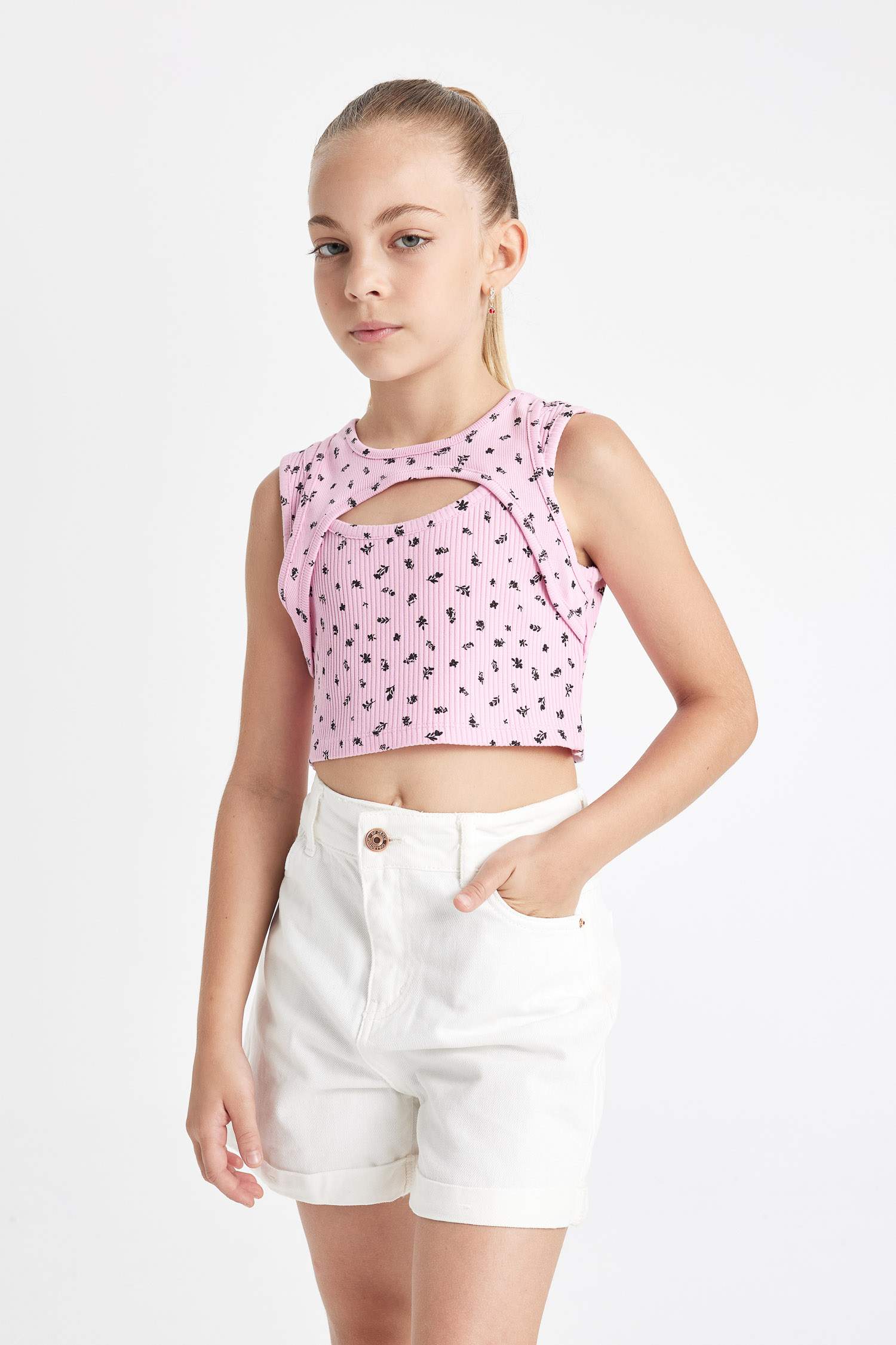 Girl Patterned Crop Top