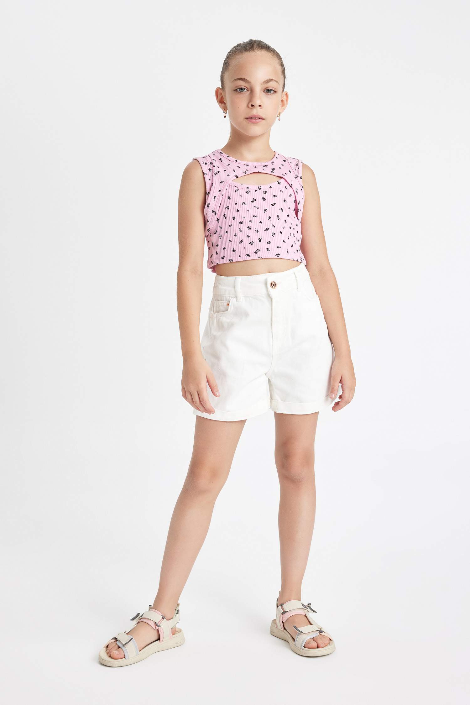 Girl Patterned Crop Top