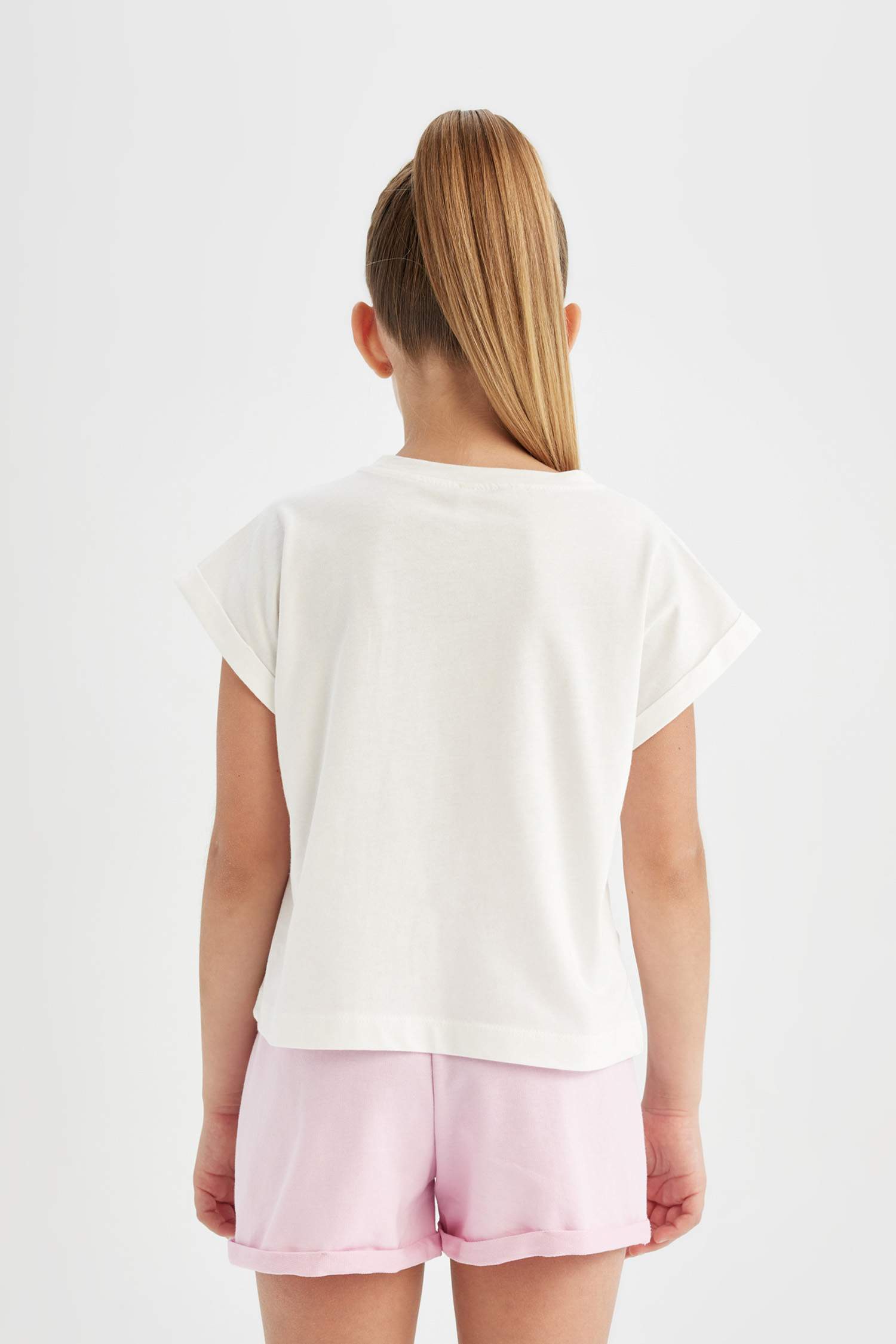 Girl Boxy Fit Crew Neck Tropical Patterned T-Shirt