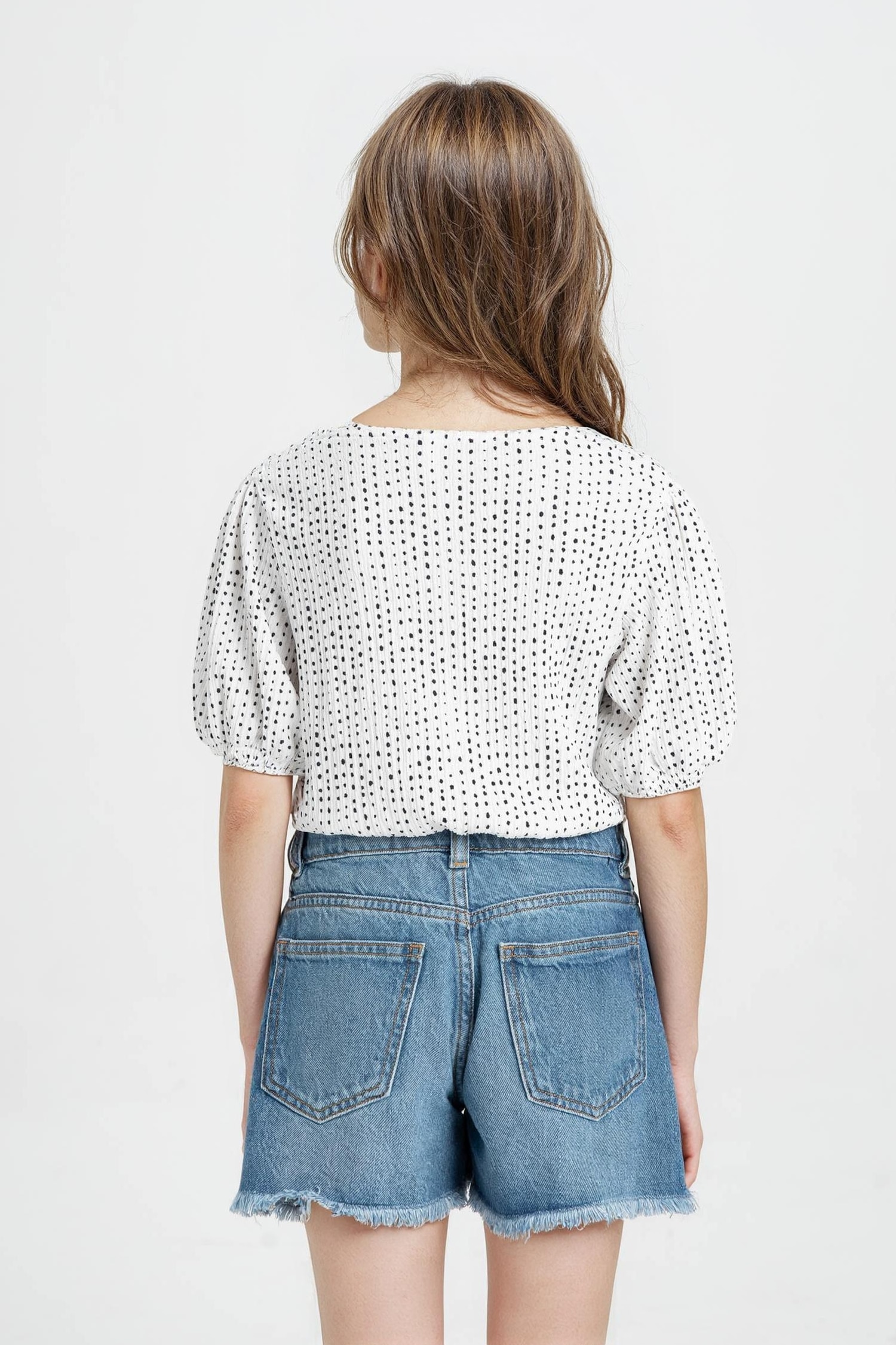 Girl Relax Fit Crinkle Fabric T-Shirt