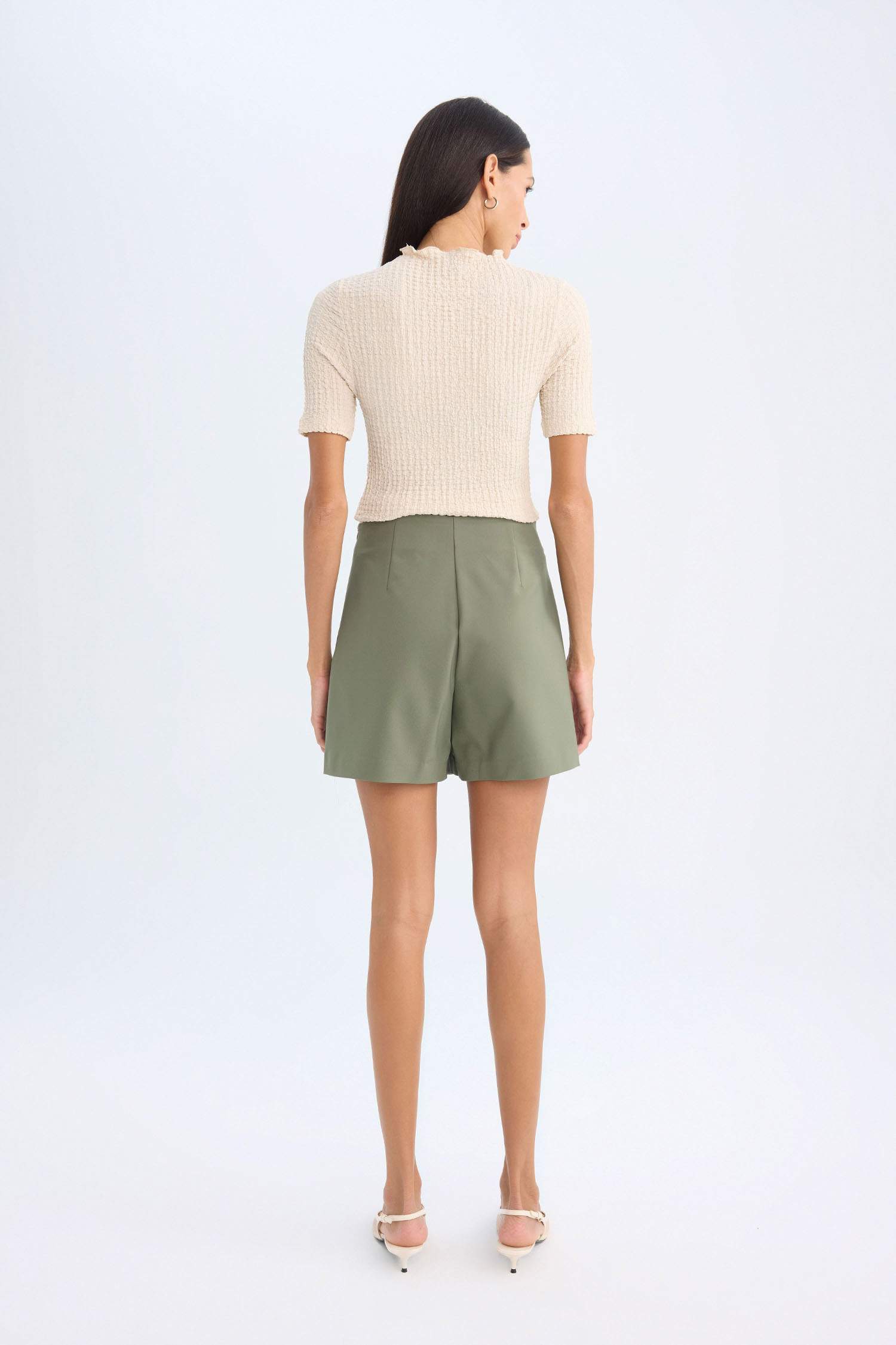 Yüksek Bel Kısa Şort Etek