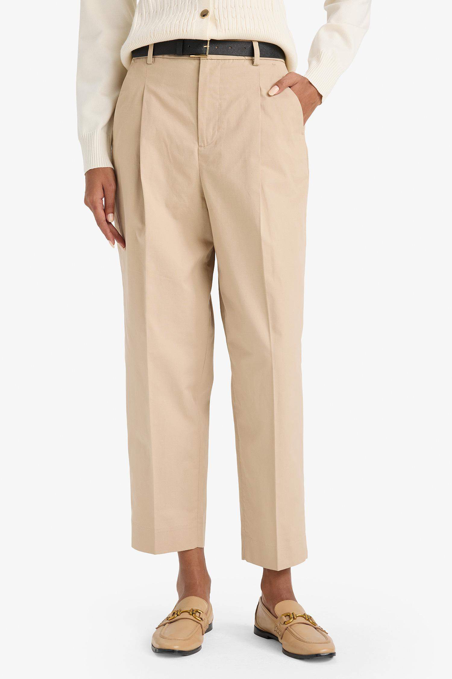 Carrot Fit High Waist Belted Crop Trousers