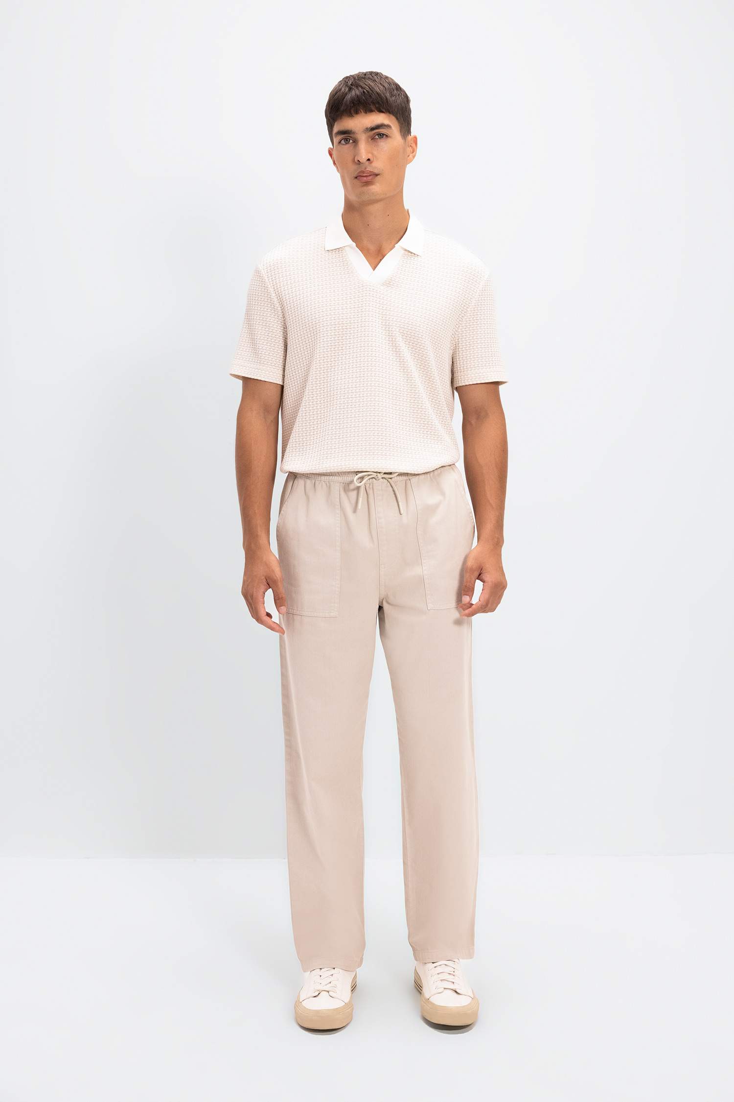 Straight Wide Gabardine Trousers