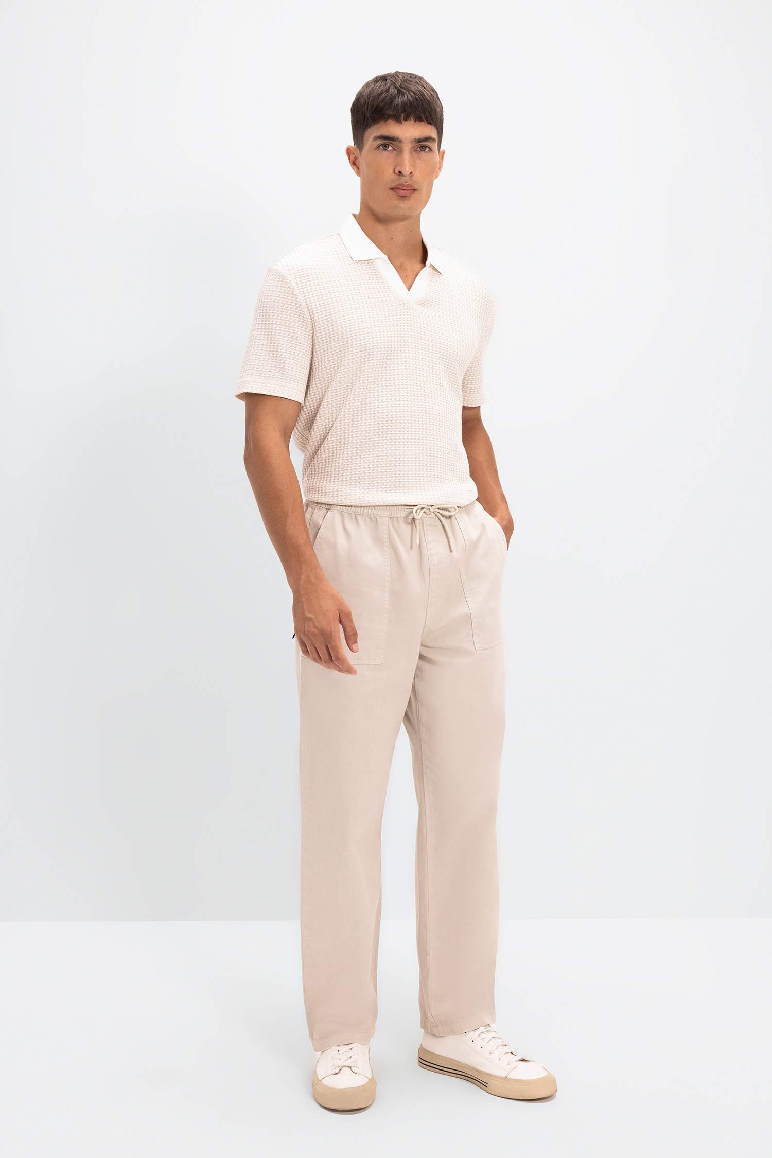 Straight Wide Gabardine Trousers
