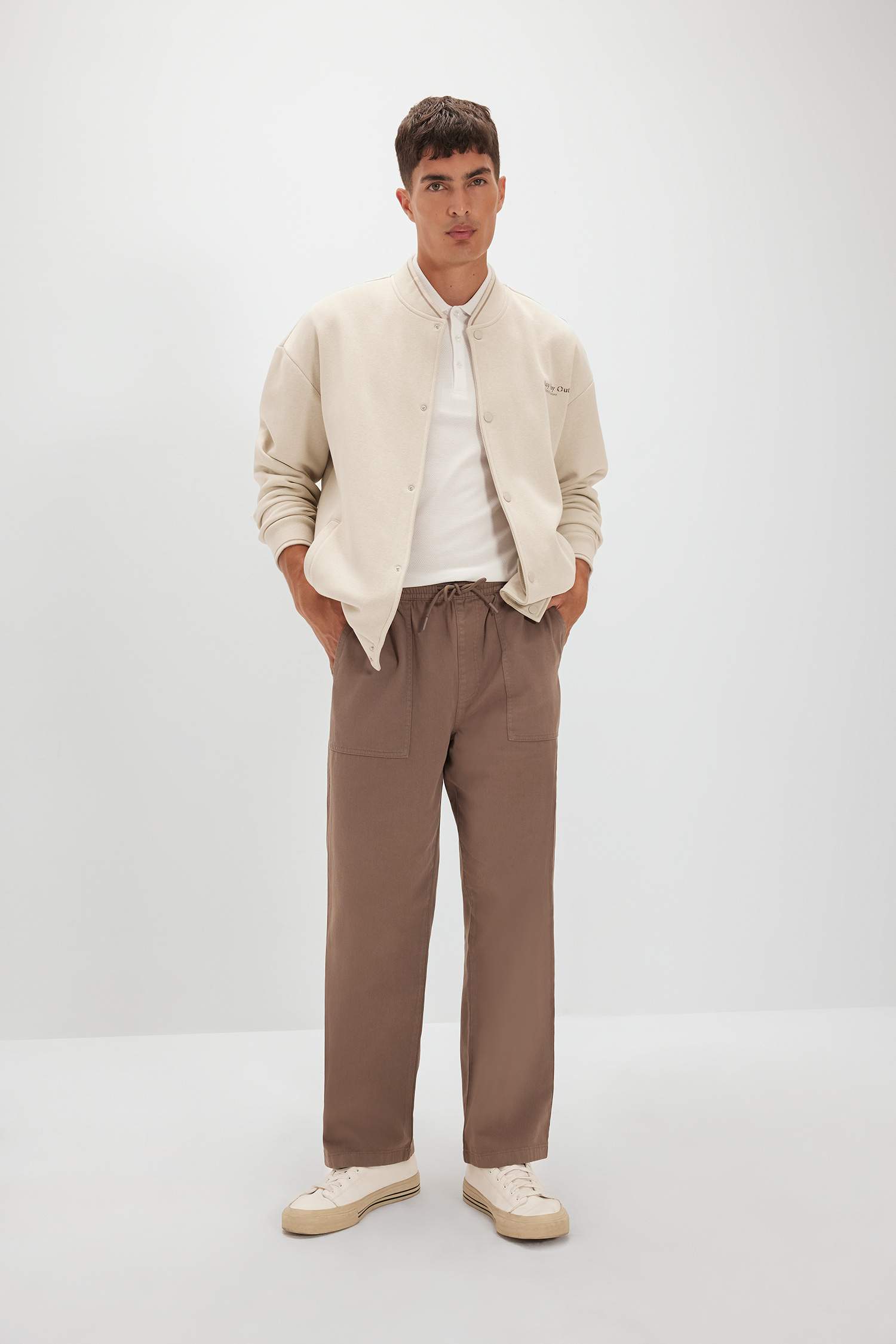 Pantalon droit large en Gabardine