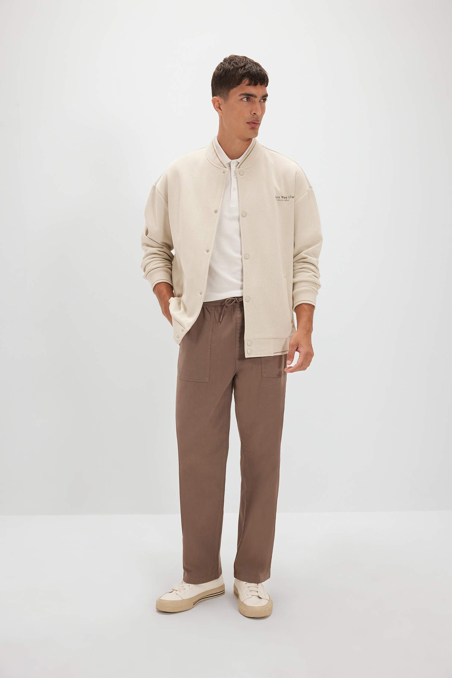 Pantalon droit large en Gabardine