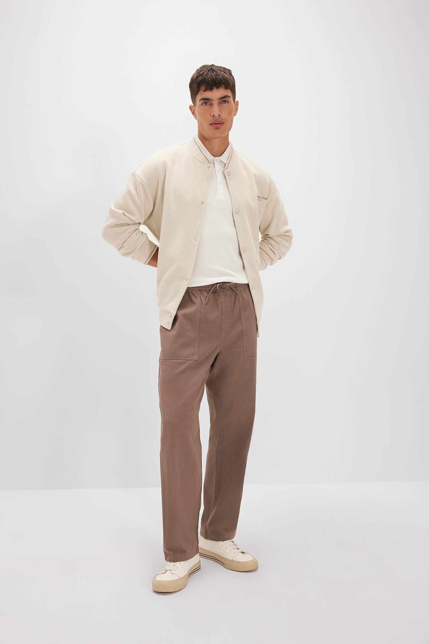 Pantalon droit large en Gabardine