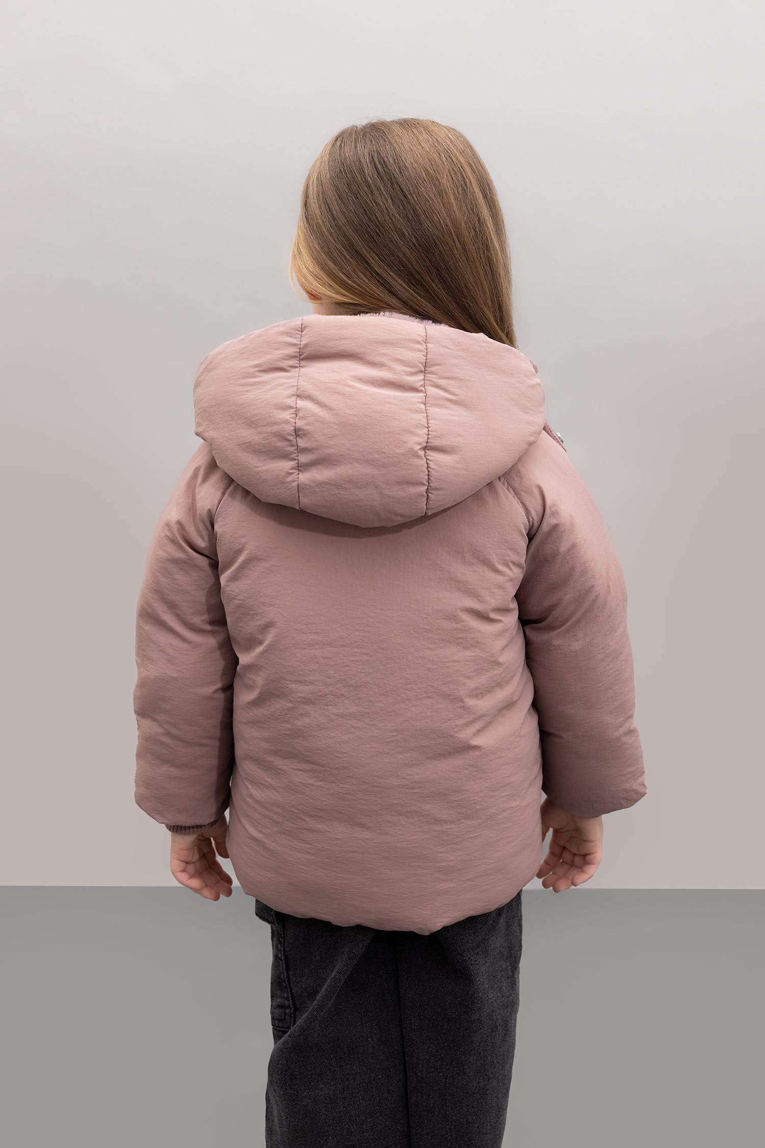 جاكيت بامب بيبي بناتي وردي بكابيشون وتر بروف وبطانة ناعمة