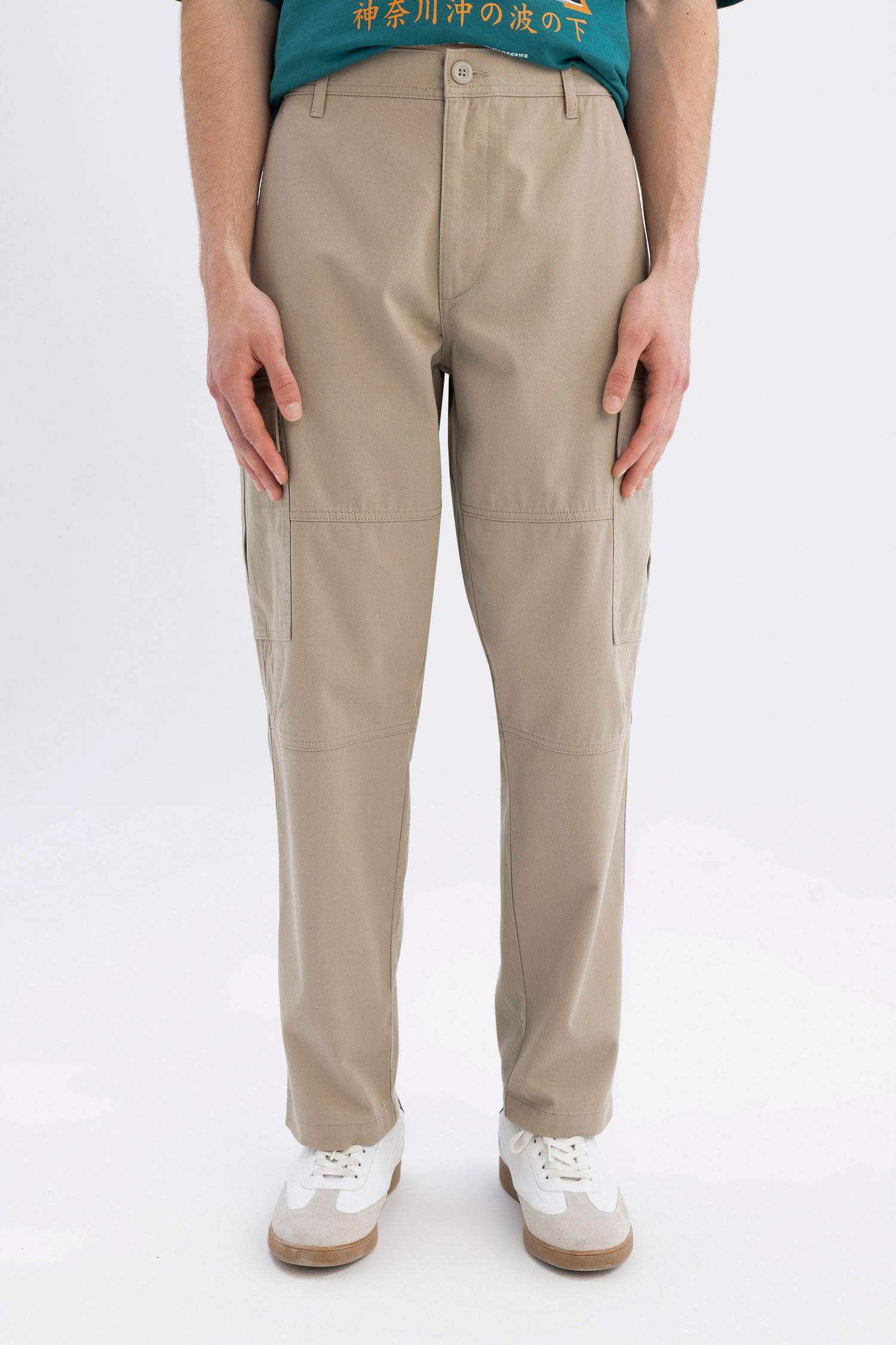 Pantalon Cargo large en gabardine Coupe droite