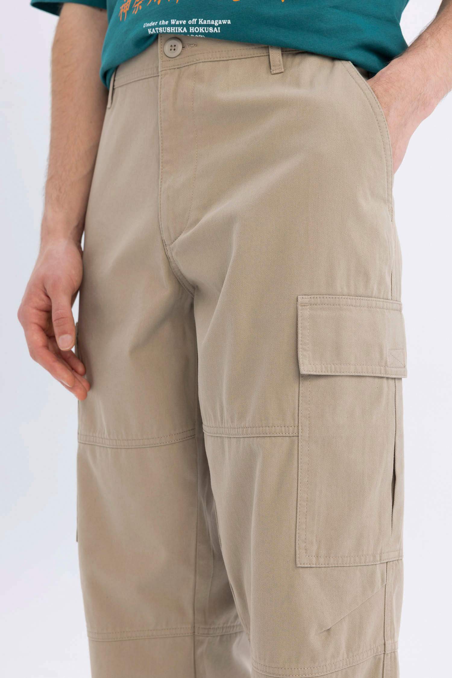 Pantalon Cargo large en gabardine Coupe droite