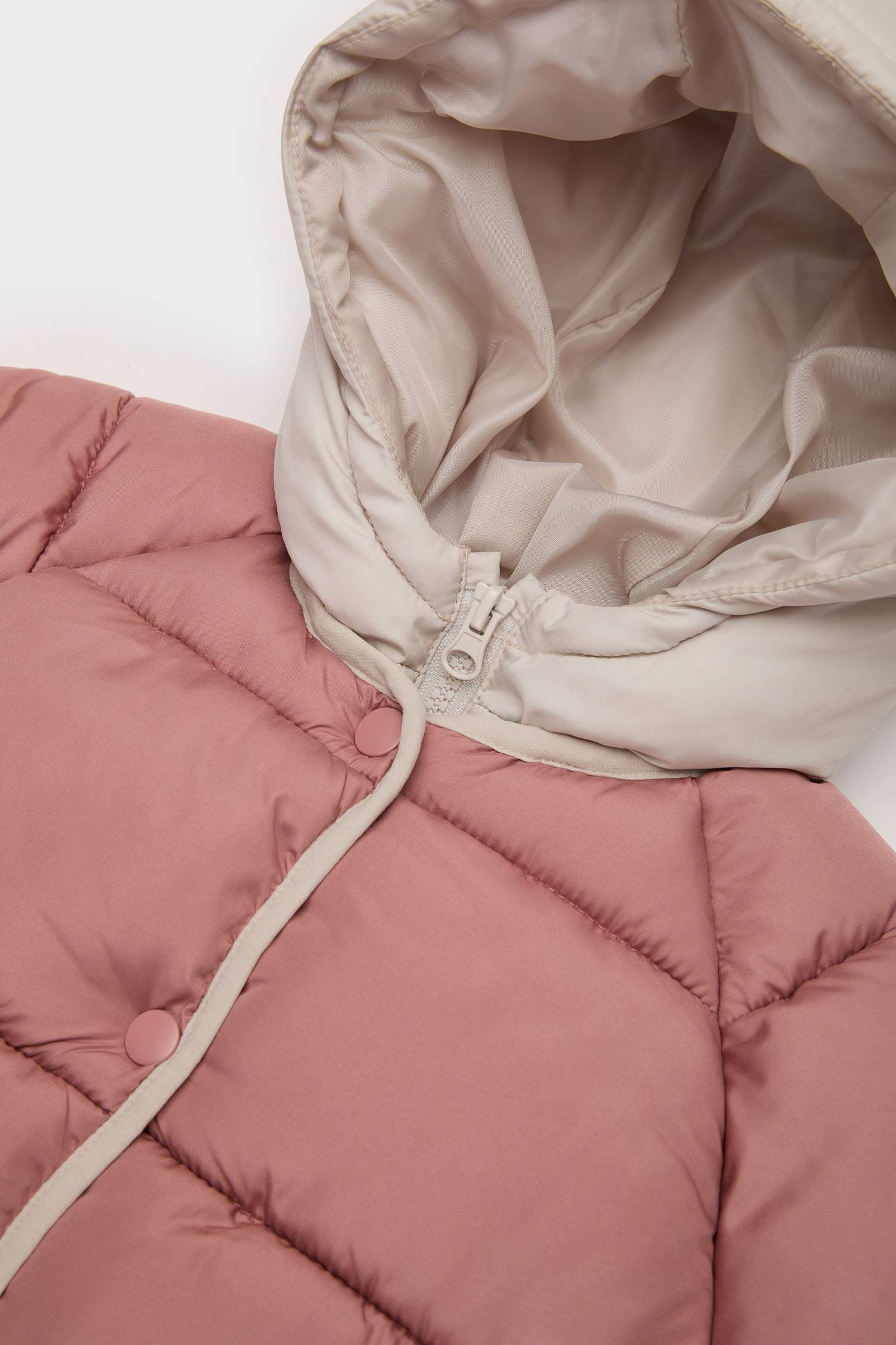 Baby Girl Windproof Hooded Zippered Puffer Jacket