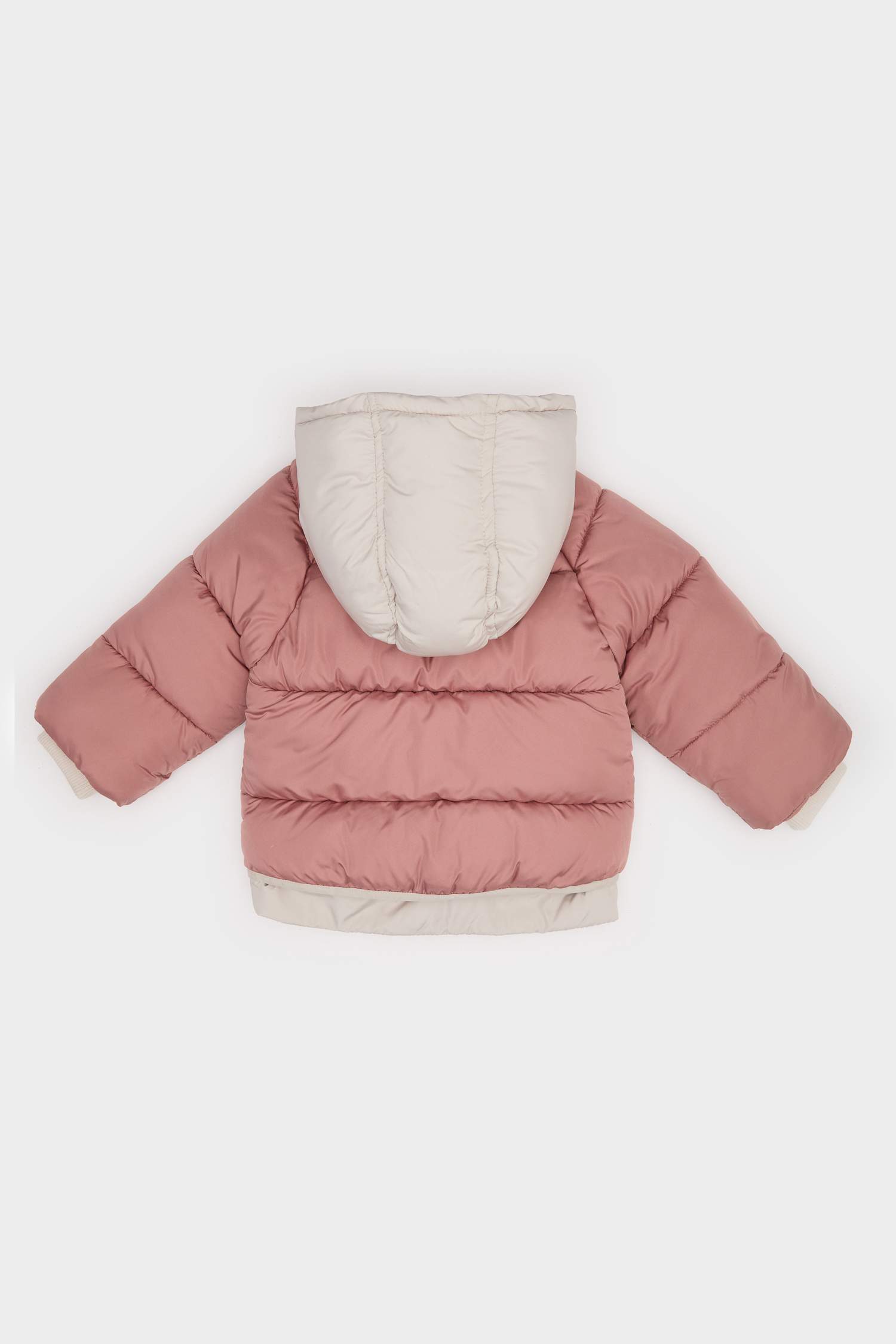 Baby Girl Windproof Hooded Zippered Puffer Jacket