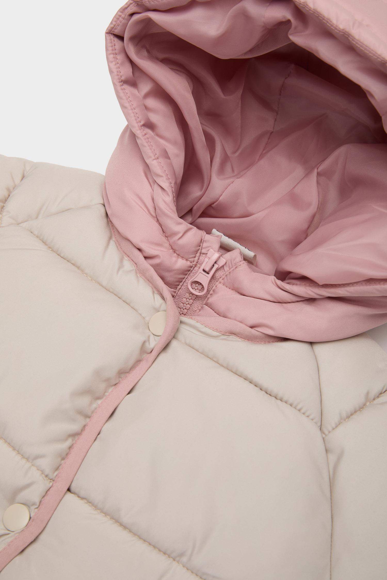 Baby Girl Hooded Zippered Multicolored Puffer Jacket