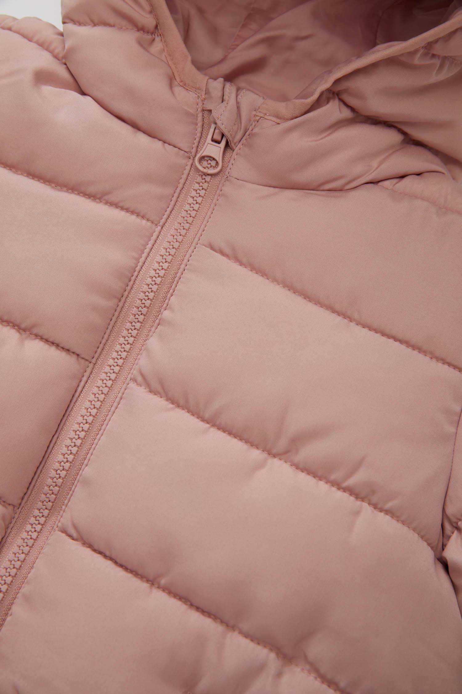 Kız Bebek Su itici Beli Lastikli Kapüşonlu Fermuarlı Şişme Mont