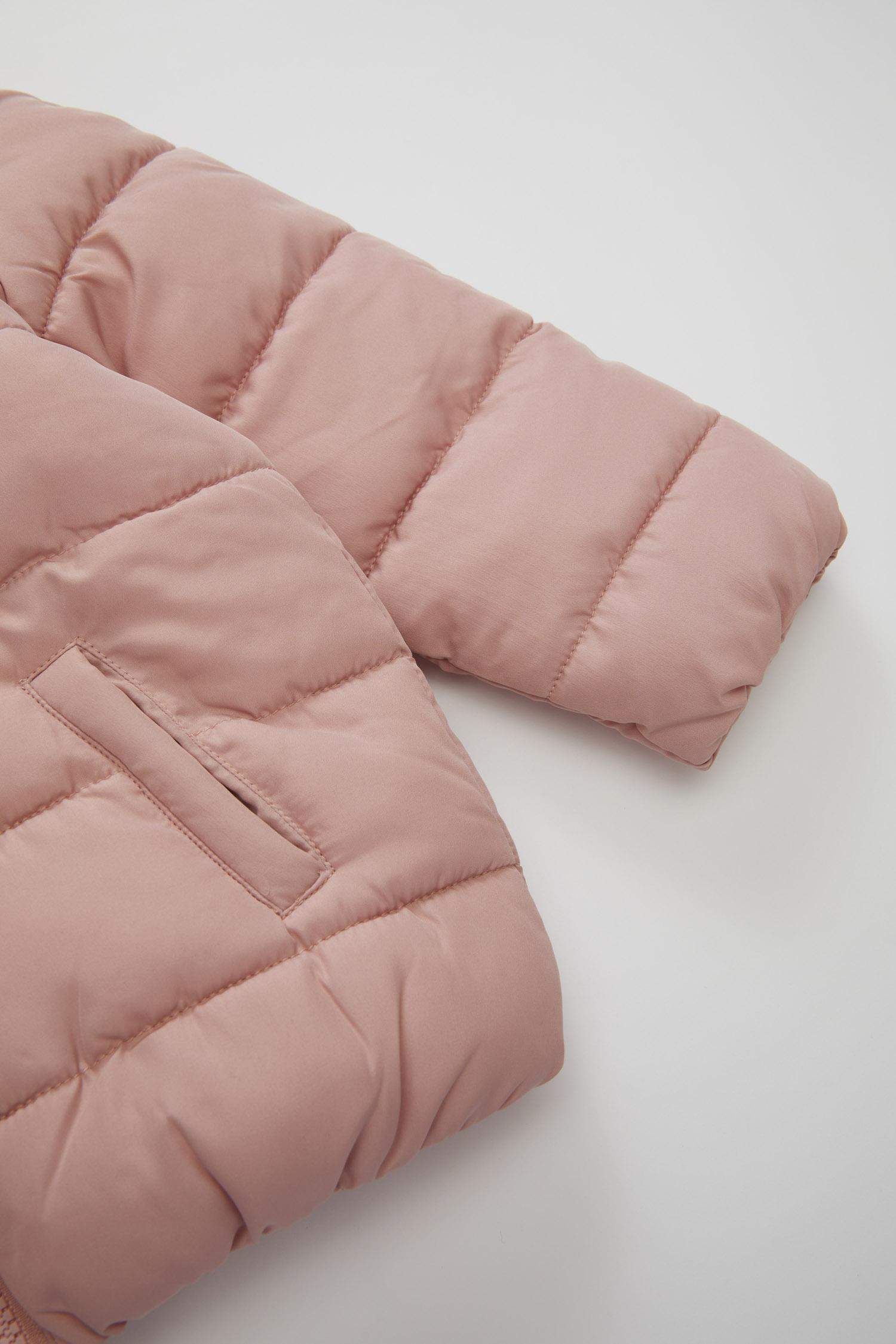 Kız Bebek Su itici Beli Lastikli Kapüşonlu Fermuarlı Şişme Mont