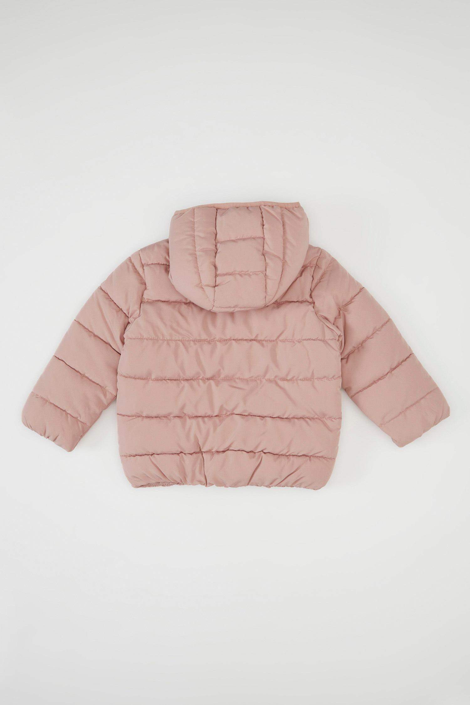 Kız Bebek Su itici Beli Lastikli Kapüşonlu Fermuarlı Şişme Mont