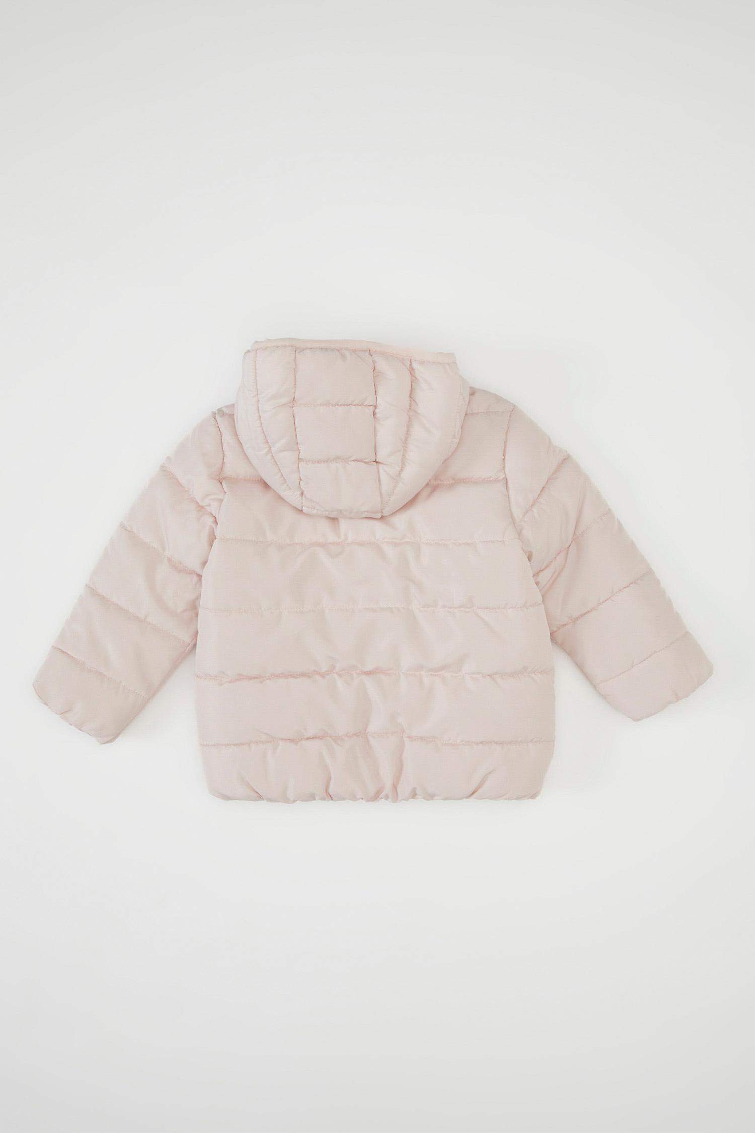 Kız Bebek Su itici Beli Lastikli Kapüşonlu Fermuarlı Şişme Mont