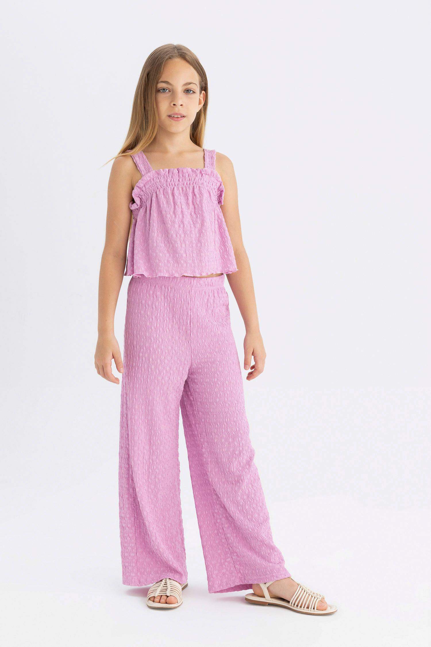 Girl Wide Leg Wrinkled Trousers