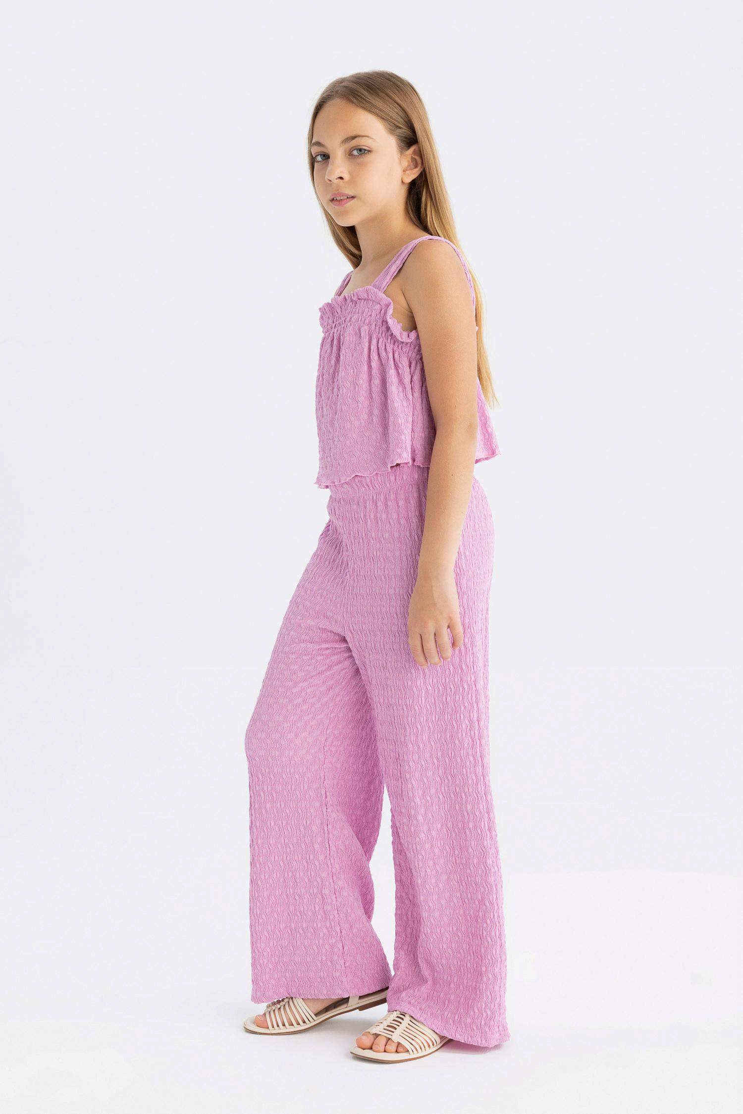 Girl Wide Leg Wrinkled Trousers
