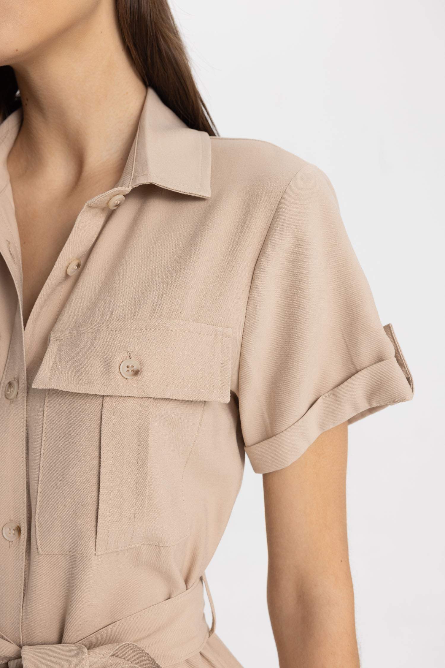 Shirt Collar Midi Dress