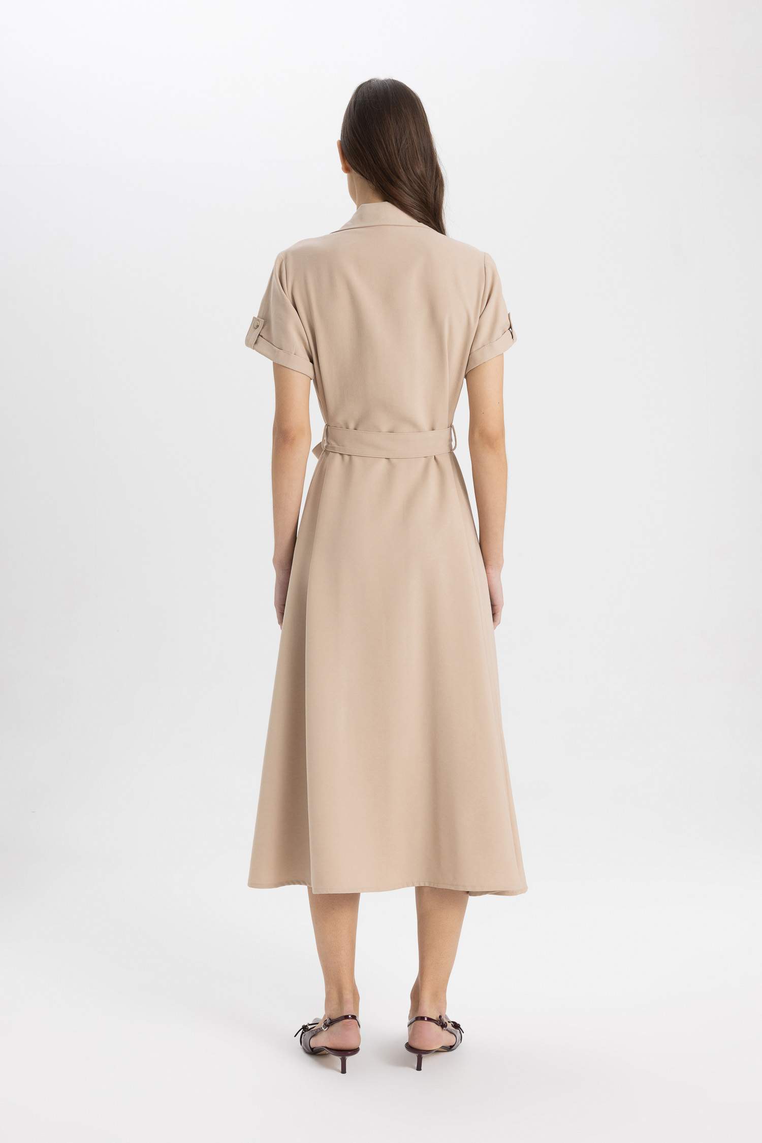 Shirt Collar Midi Dress