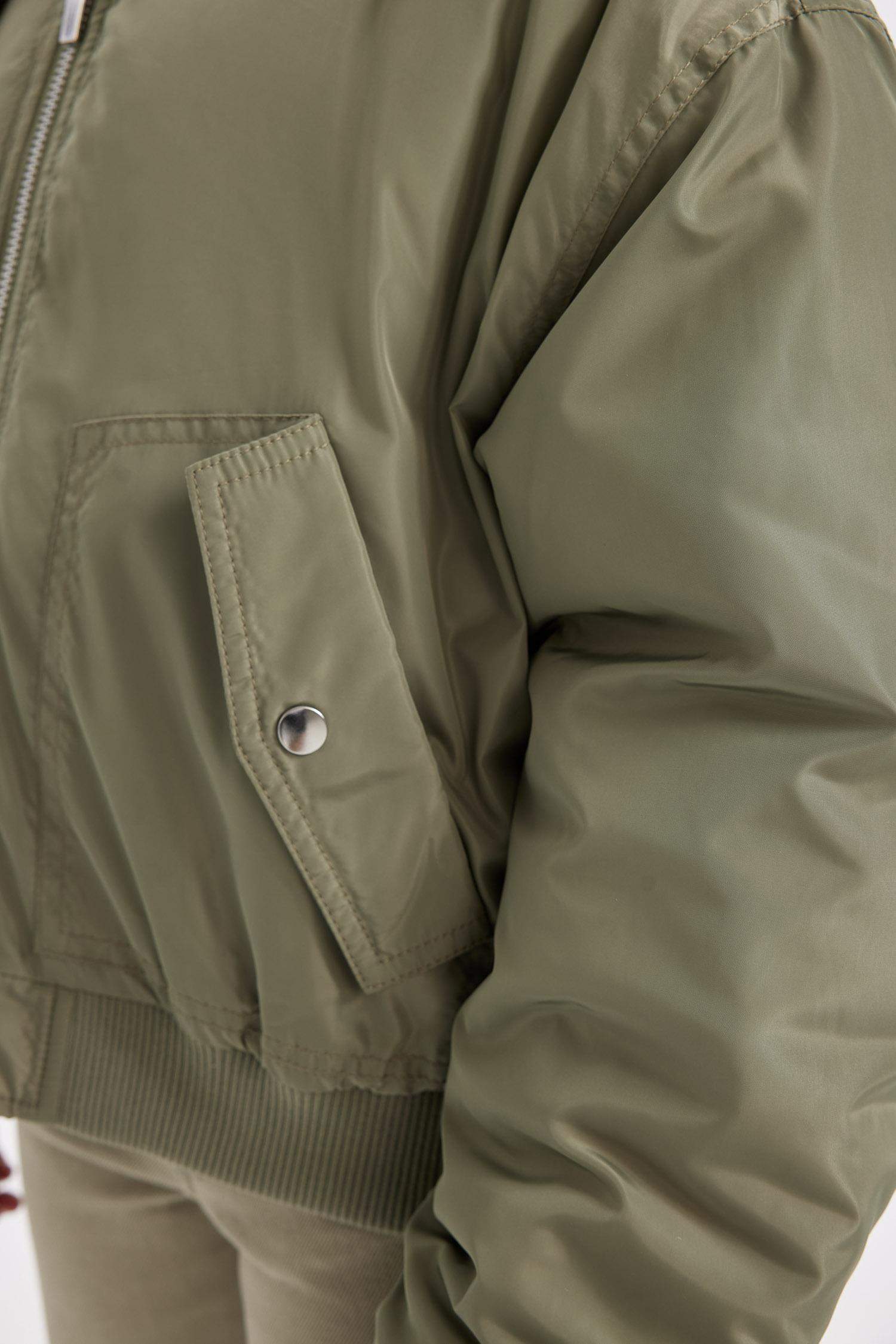 Kız Çocuk Çıkarılabilir Kapüşonlu Ribana Kollu Çıtçıtlı Cepli Bomber Mont