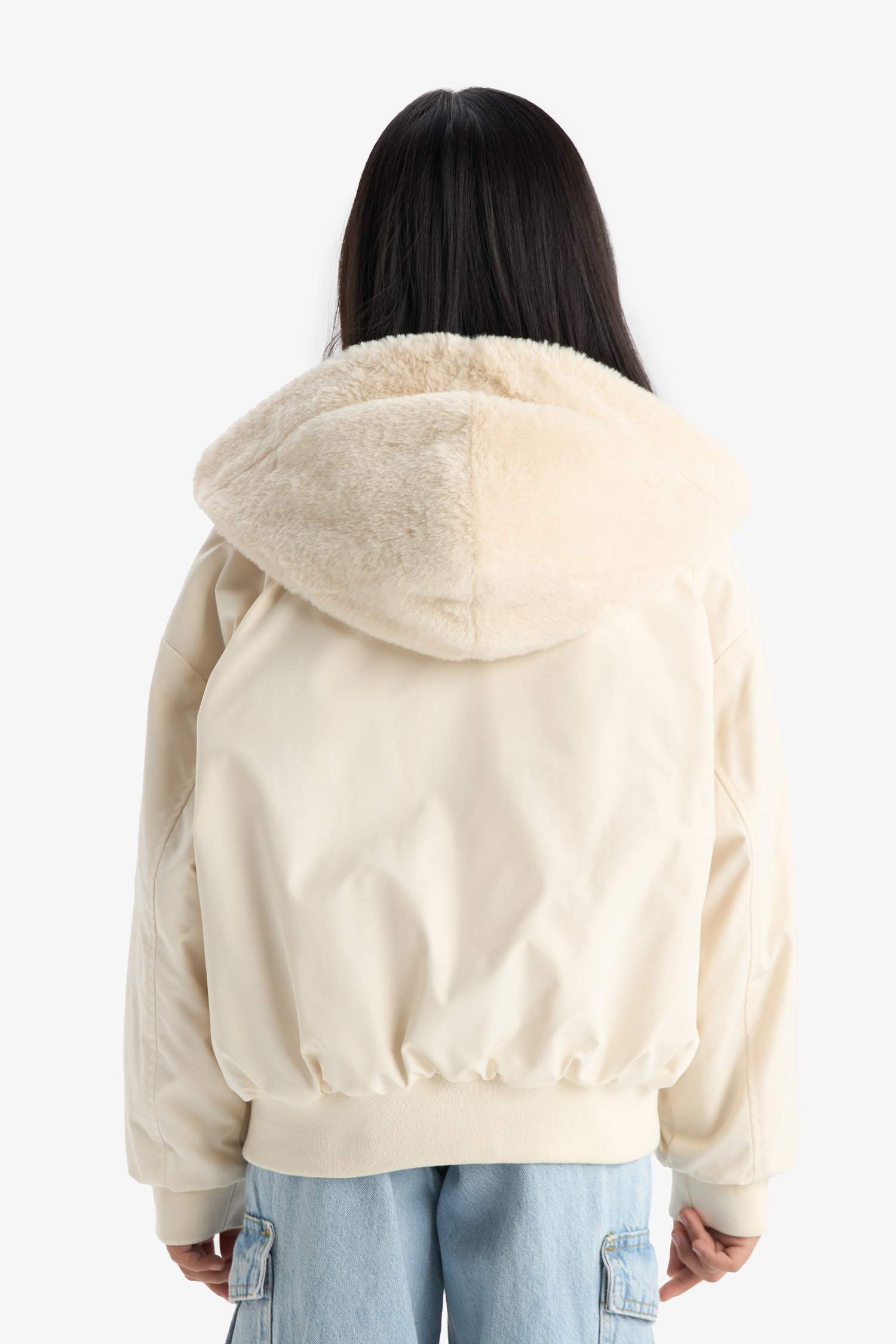 Kız Çocuk Çift Taraflı Kapüşonlu Mont