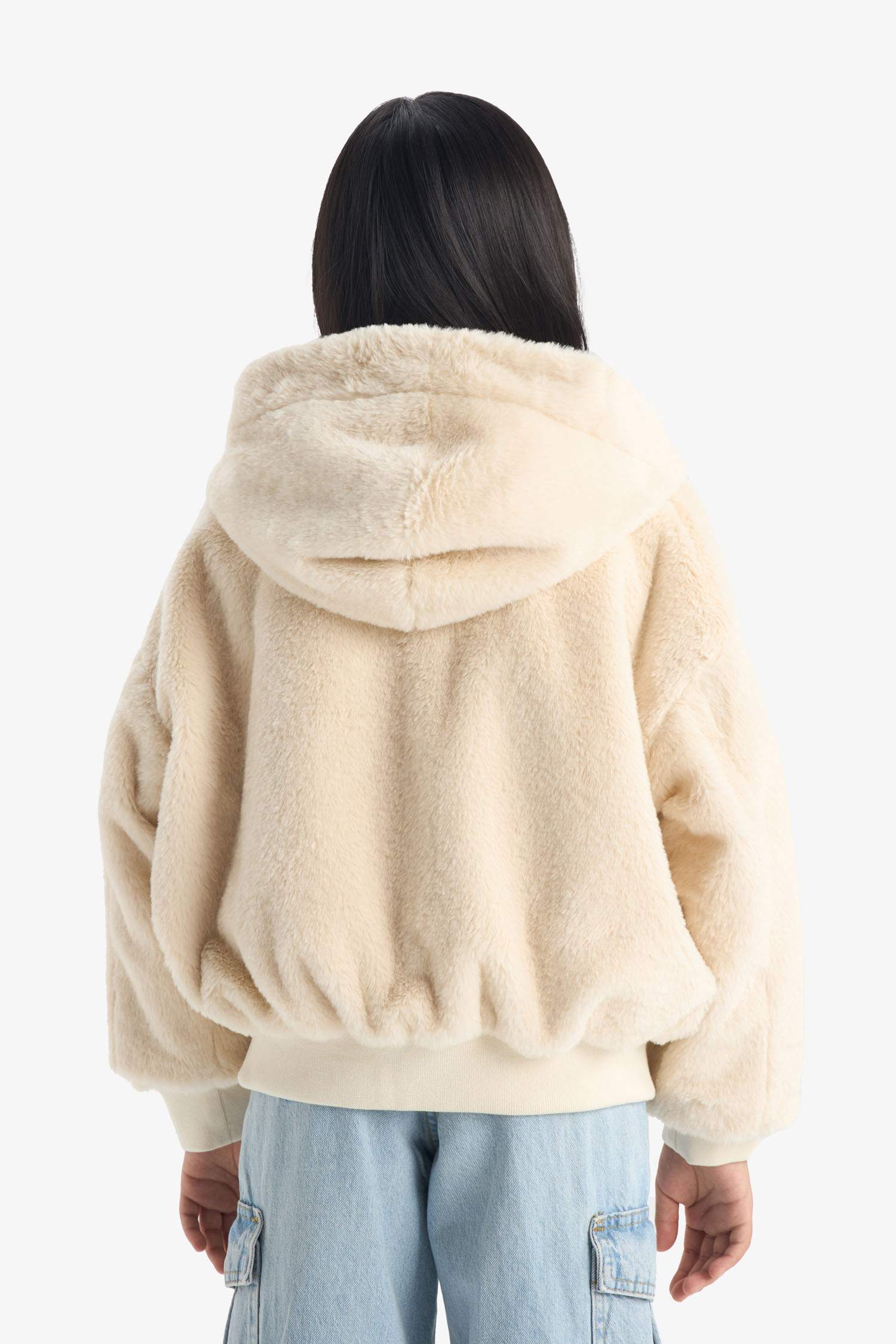 Kız Çocuk Çift Taraflı Kapüşonlu Mont