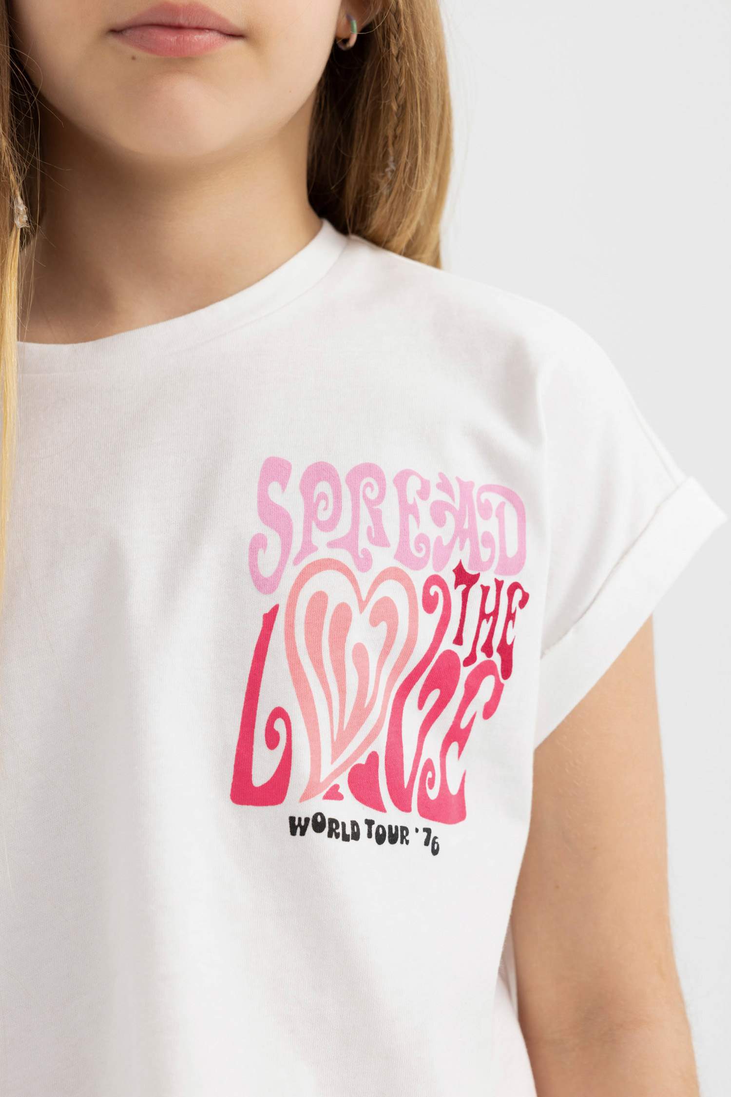 Kız Çocuk 2'li Takım Baskılı Kısa Kollu Tişört Şort