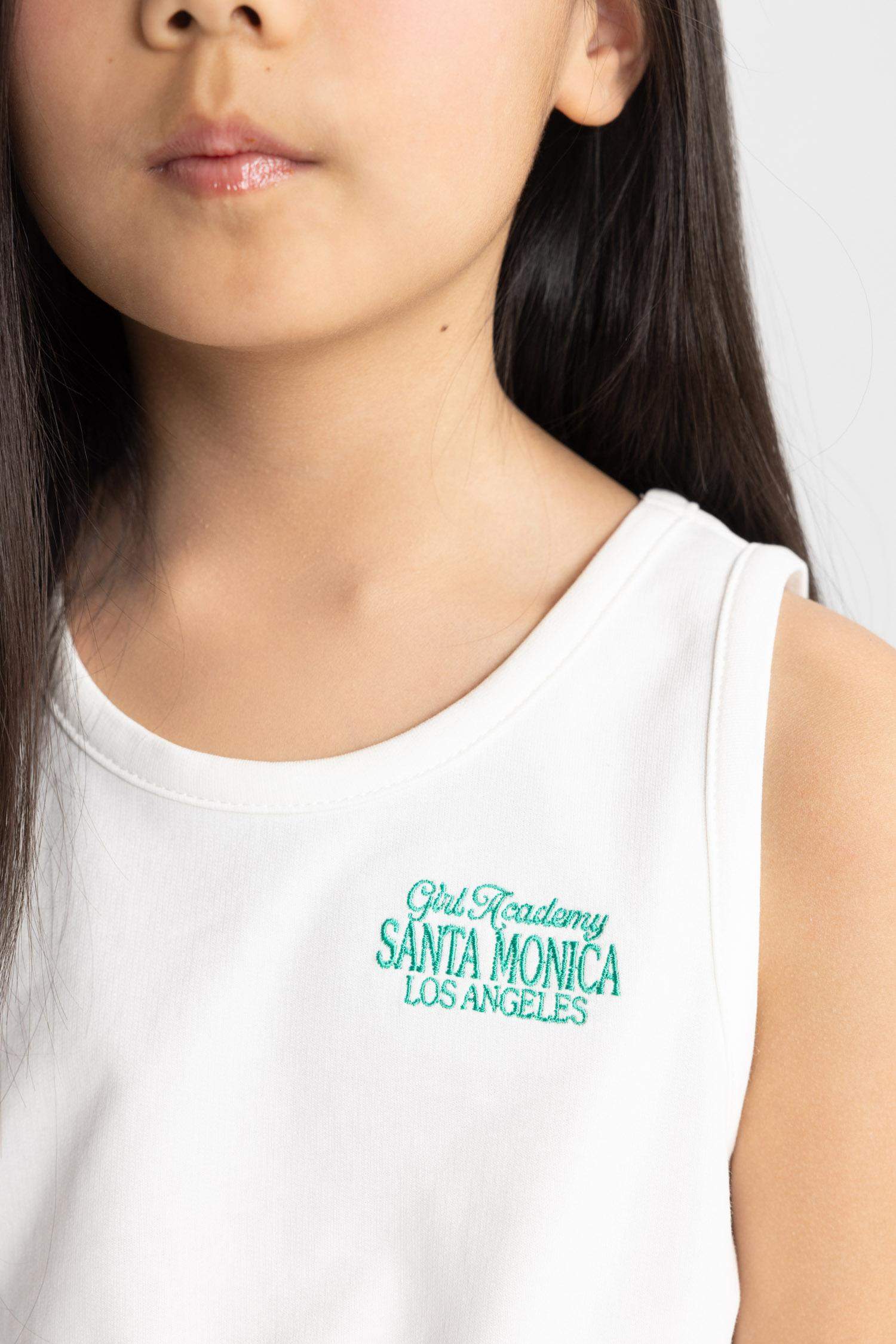 Kız Çocuk 2'li Takım Bisiklet Yaka Baskılı Kolsuz Tişört Etek