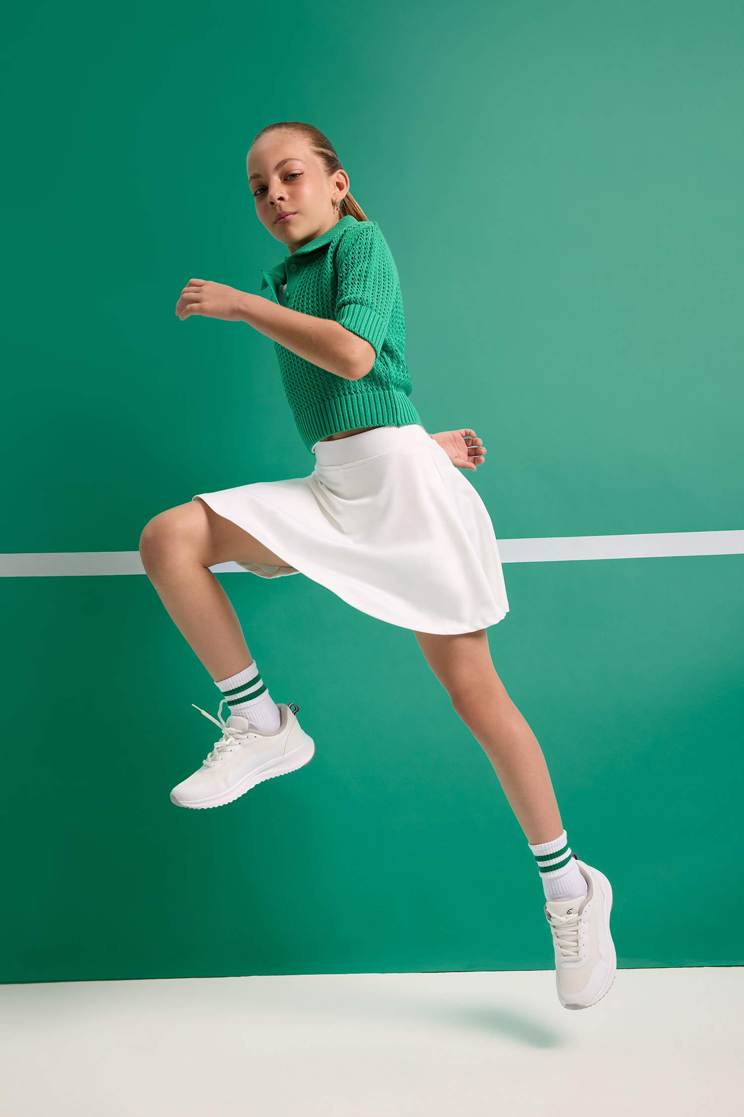 Pull en tricot à Col Polo pour Fille