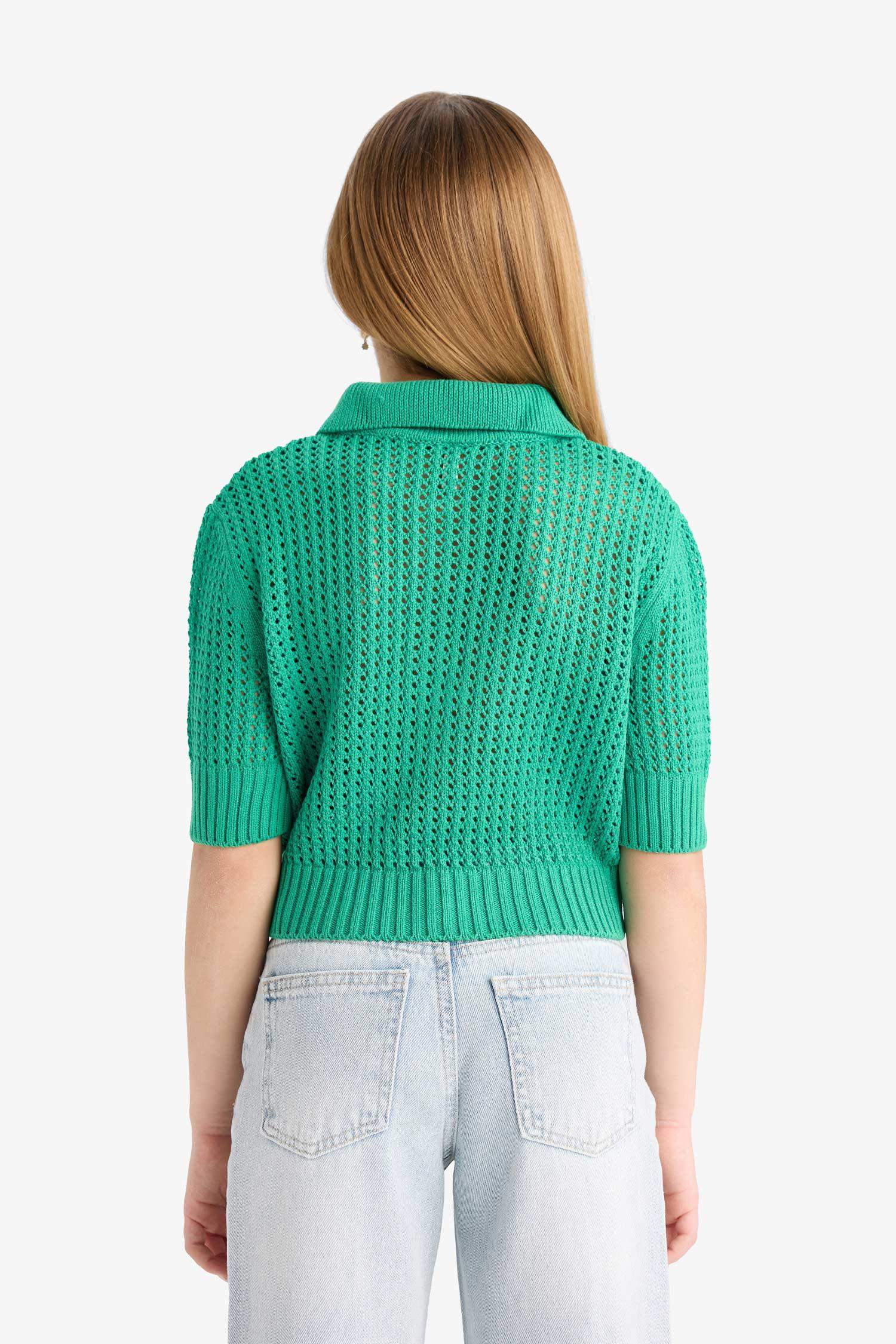 Pull en tricot à Col Polo pour Fille