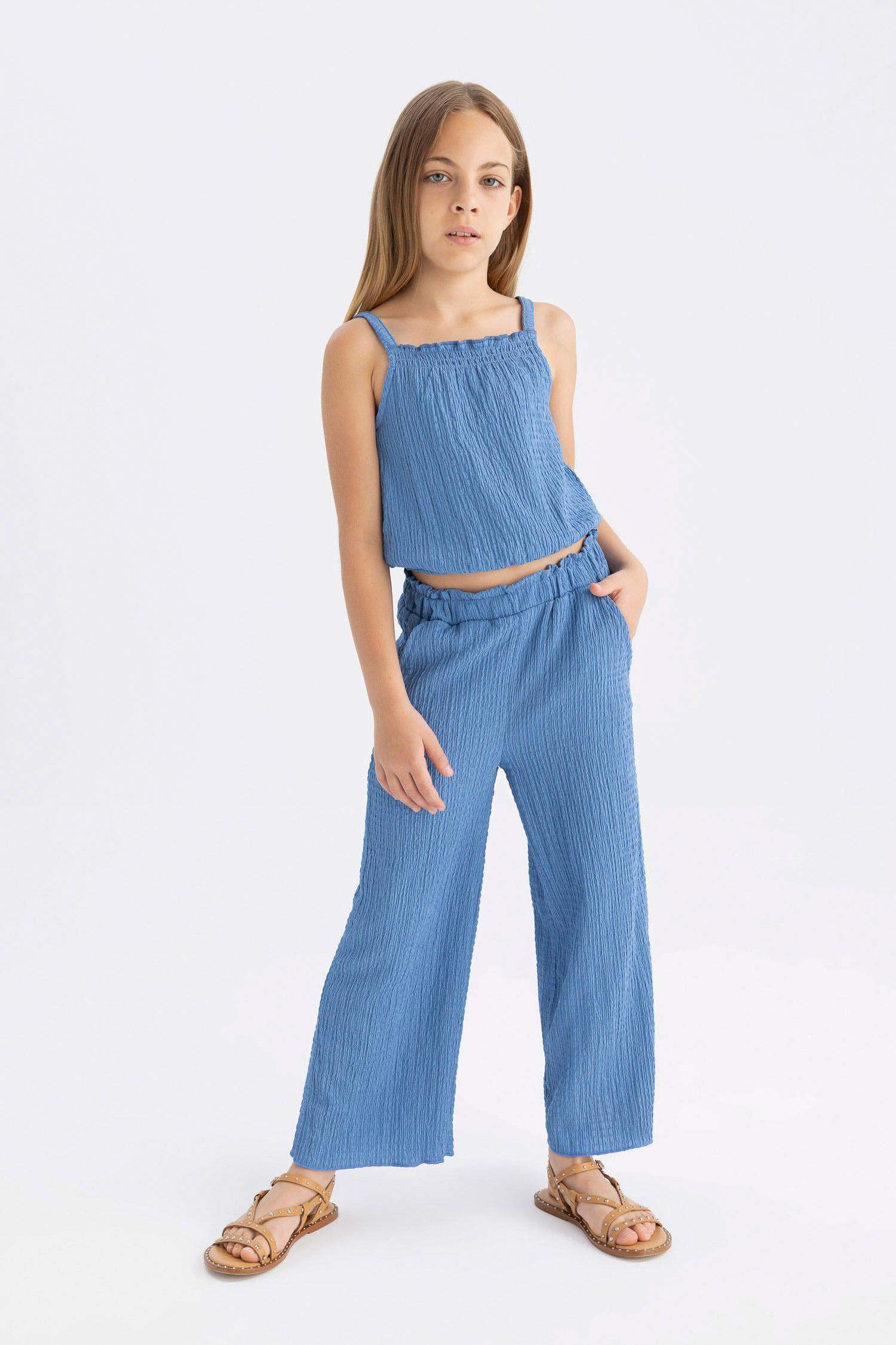 Girl Wide Leg Wrinkled Trousers