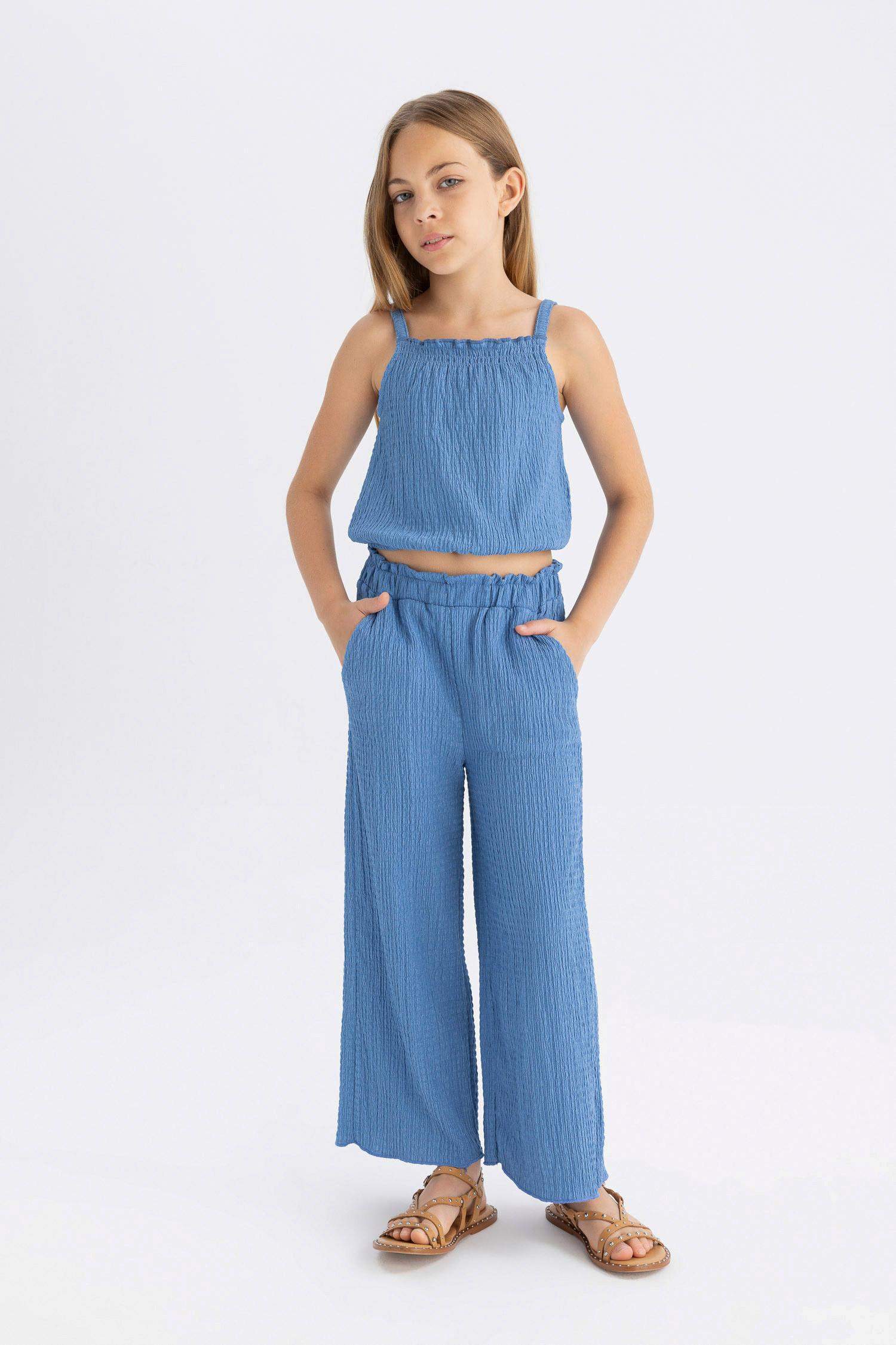 Girl Wide Leg Wrinkled Trousers