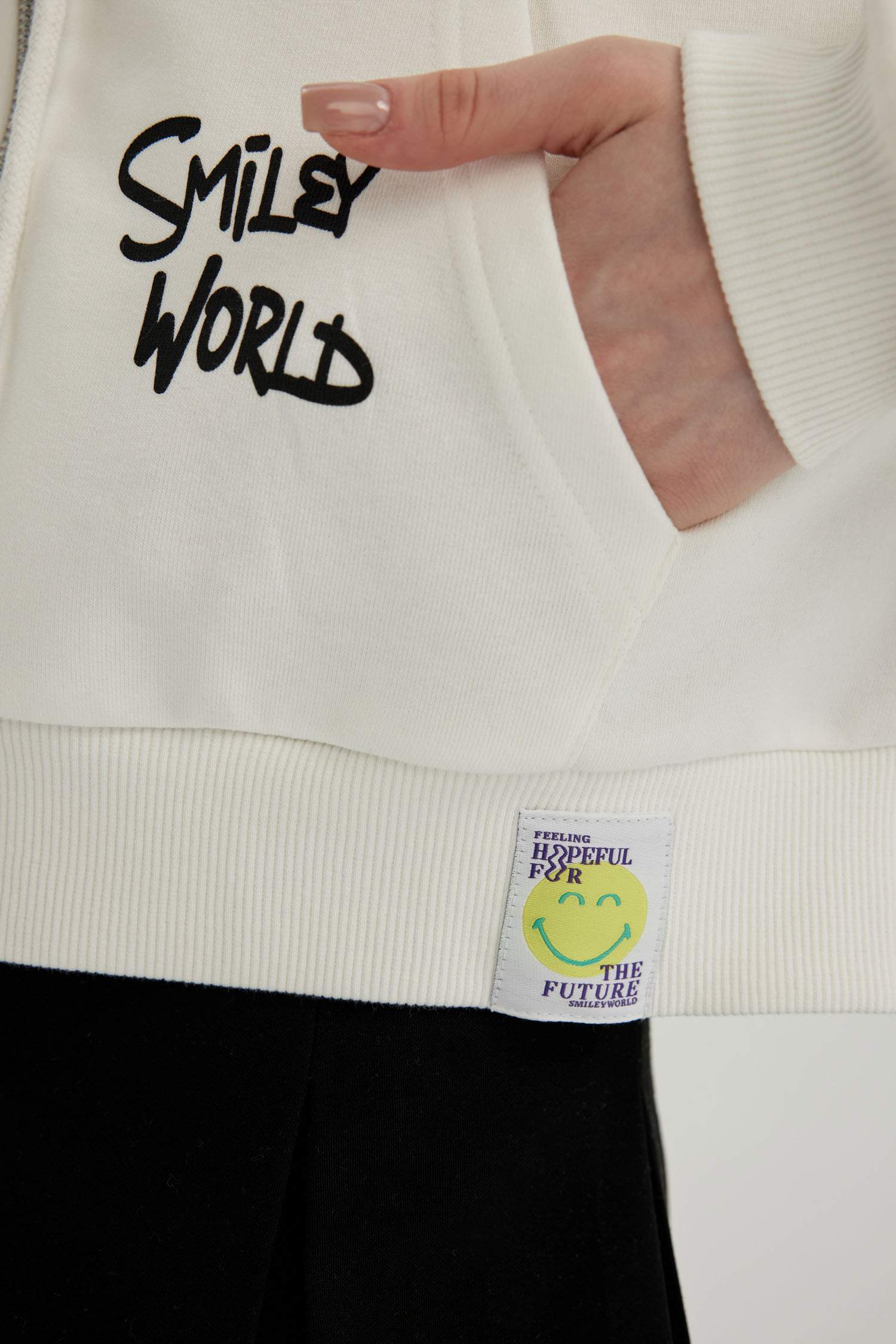 Coool SmileyWorld Oversize Geniş Kalıp Kapüşonlu Fermuarlı Sweatshirt