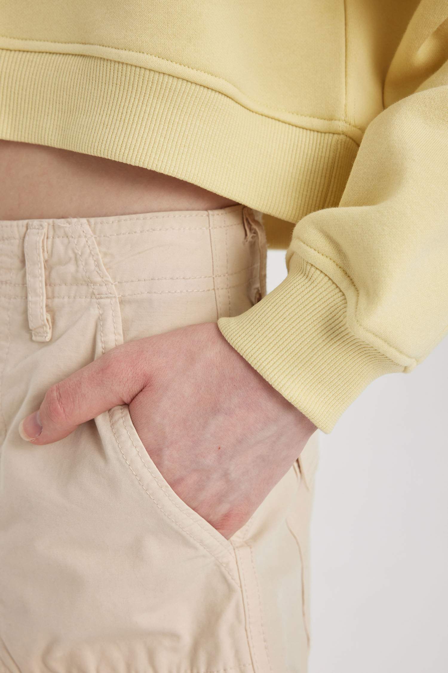 Boxy Fit Bisiklet Yaka Baskılı Kalın Sweatshirt